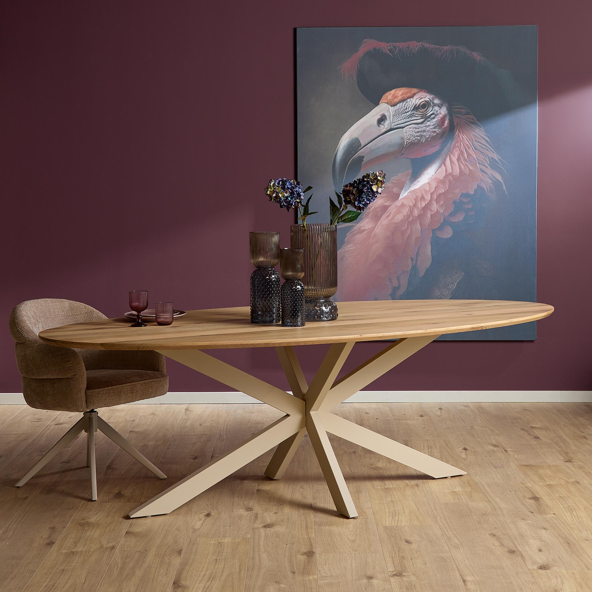 Eiken eettafel Ferris | Ovaal 240 cm | Naturel | Poot zand - STF