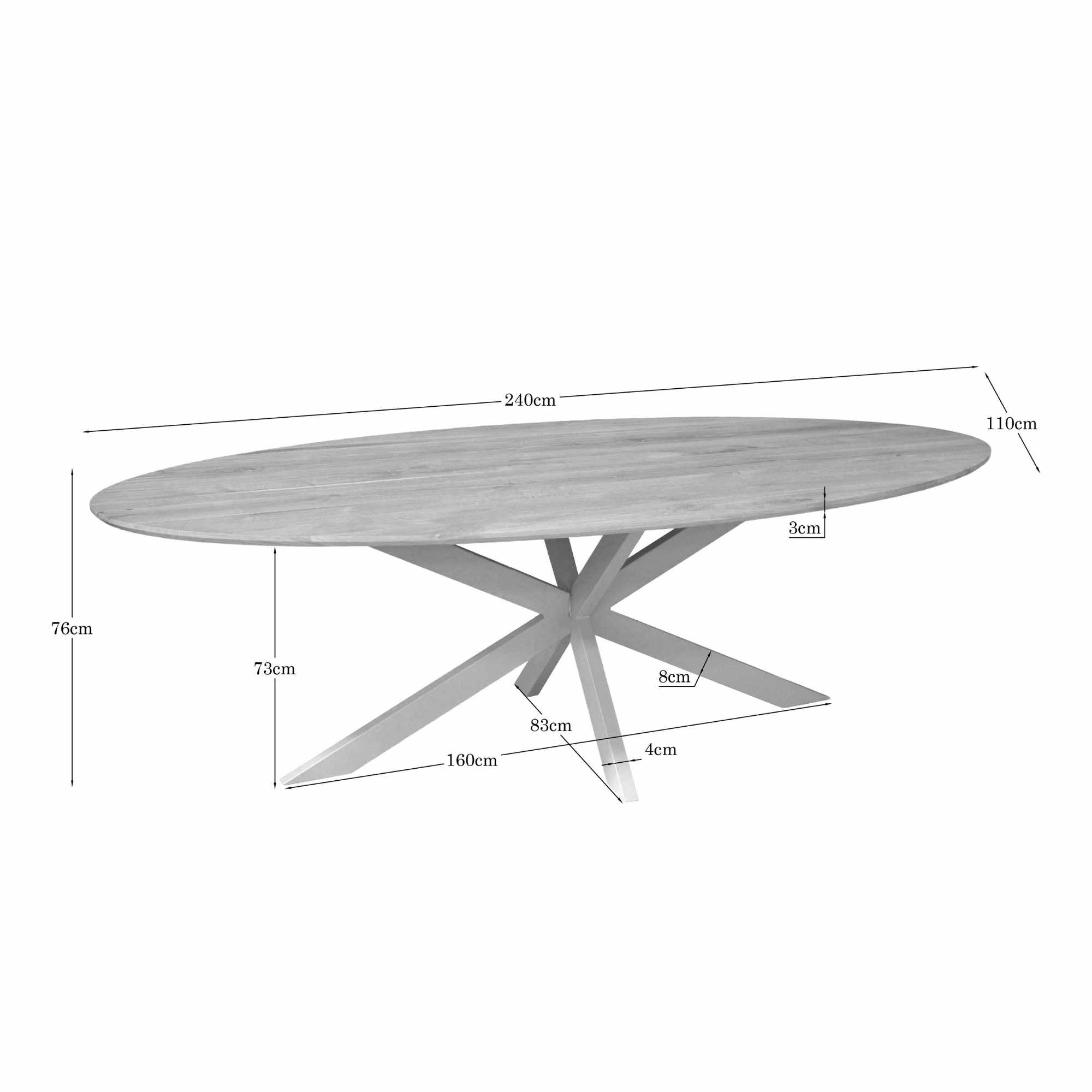 Eiken eettafel Ferris | Ovaal 240 cm | Naturel | Poot zand - STF