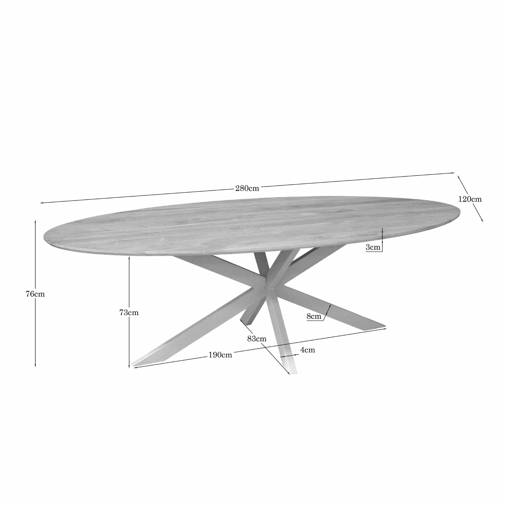 Eiken eettafel Ferris | Ovaal 280 cm | Naturel | Poot Zand - STF