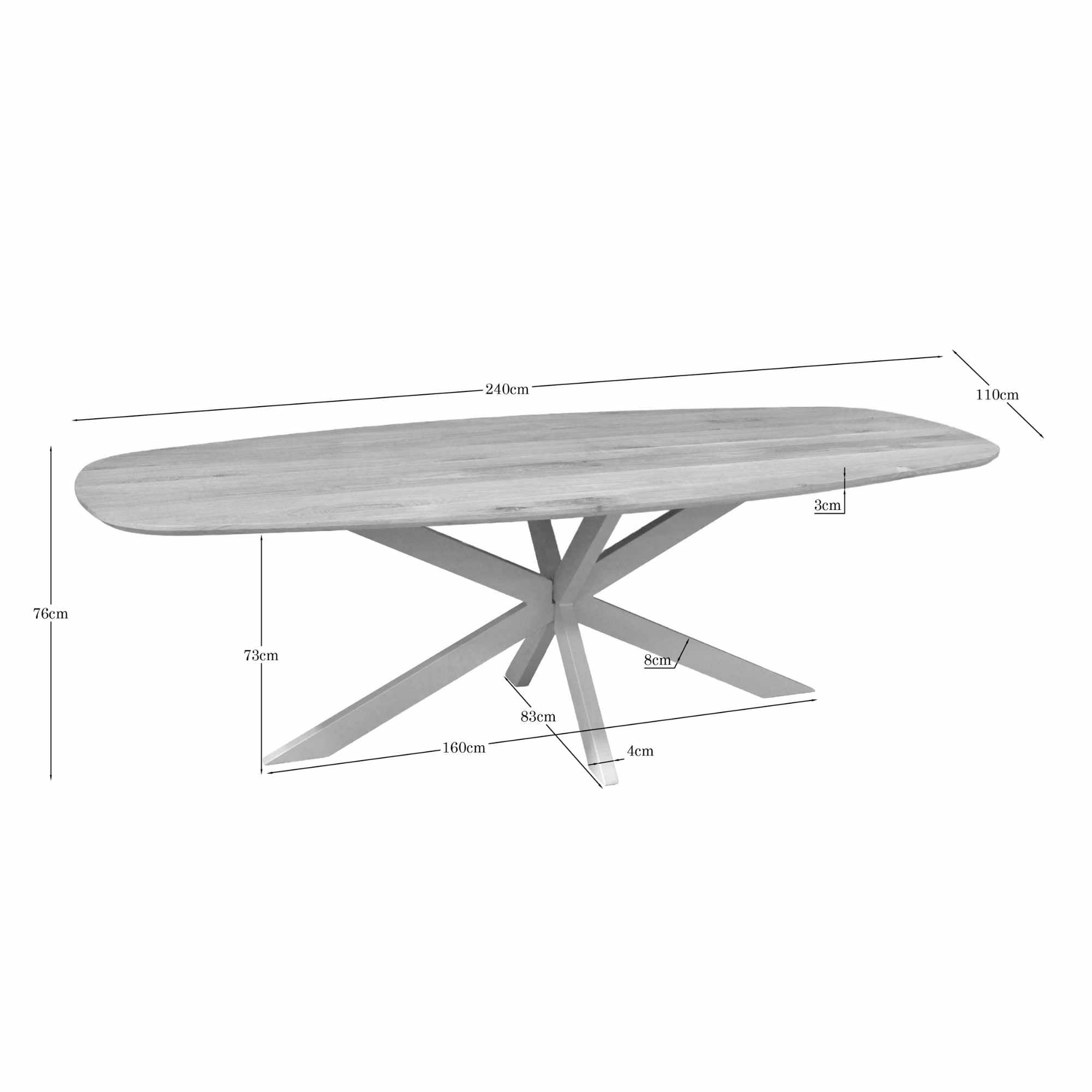 Eiken eettafel Ferris | Deens Ovaal 240 cm | Naturel | Poot Zand - STF