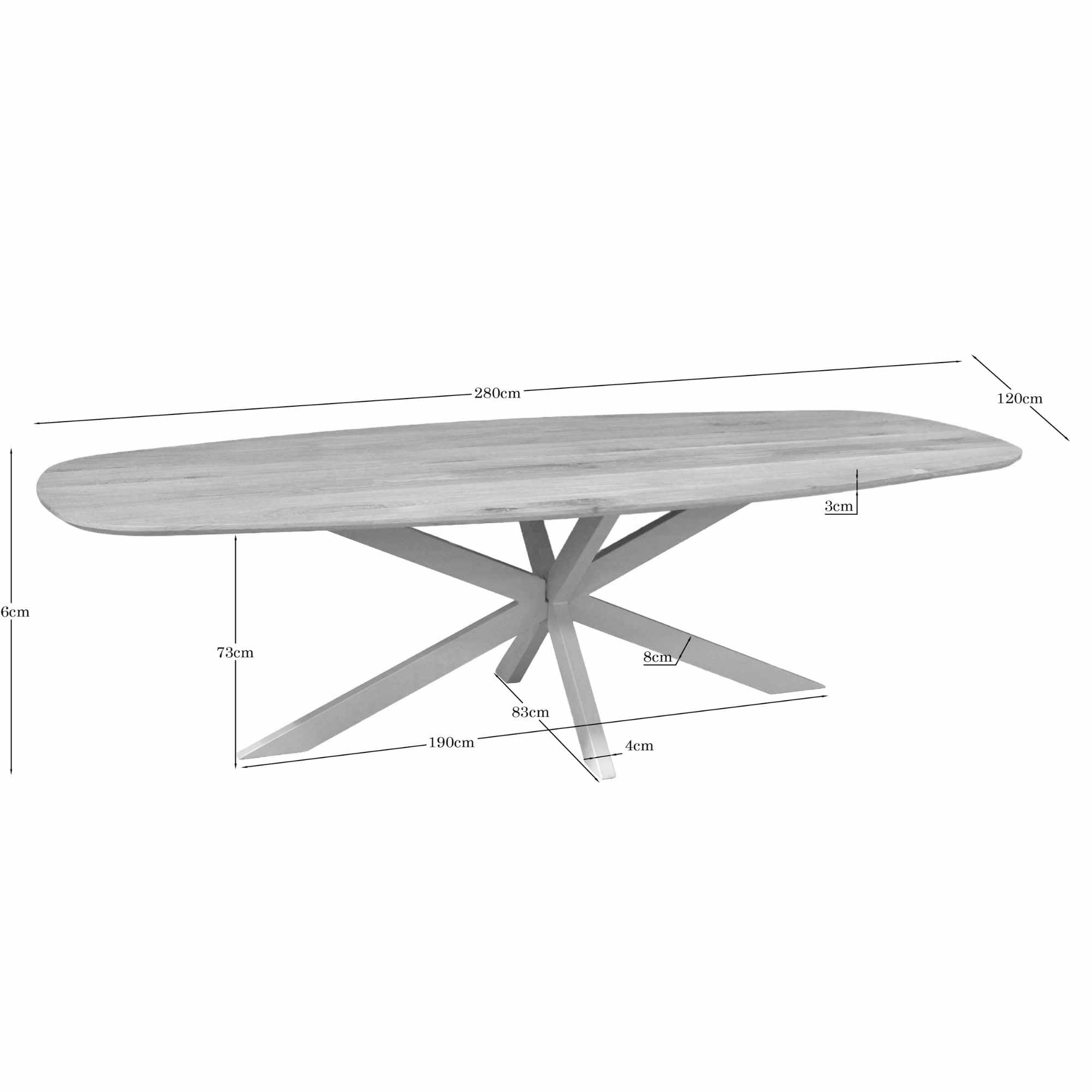 Eiken eettafel Ferris | Deens Ovaal 280 cm | Naturel | Poot Zand - STF