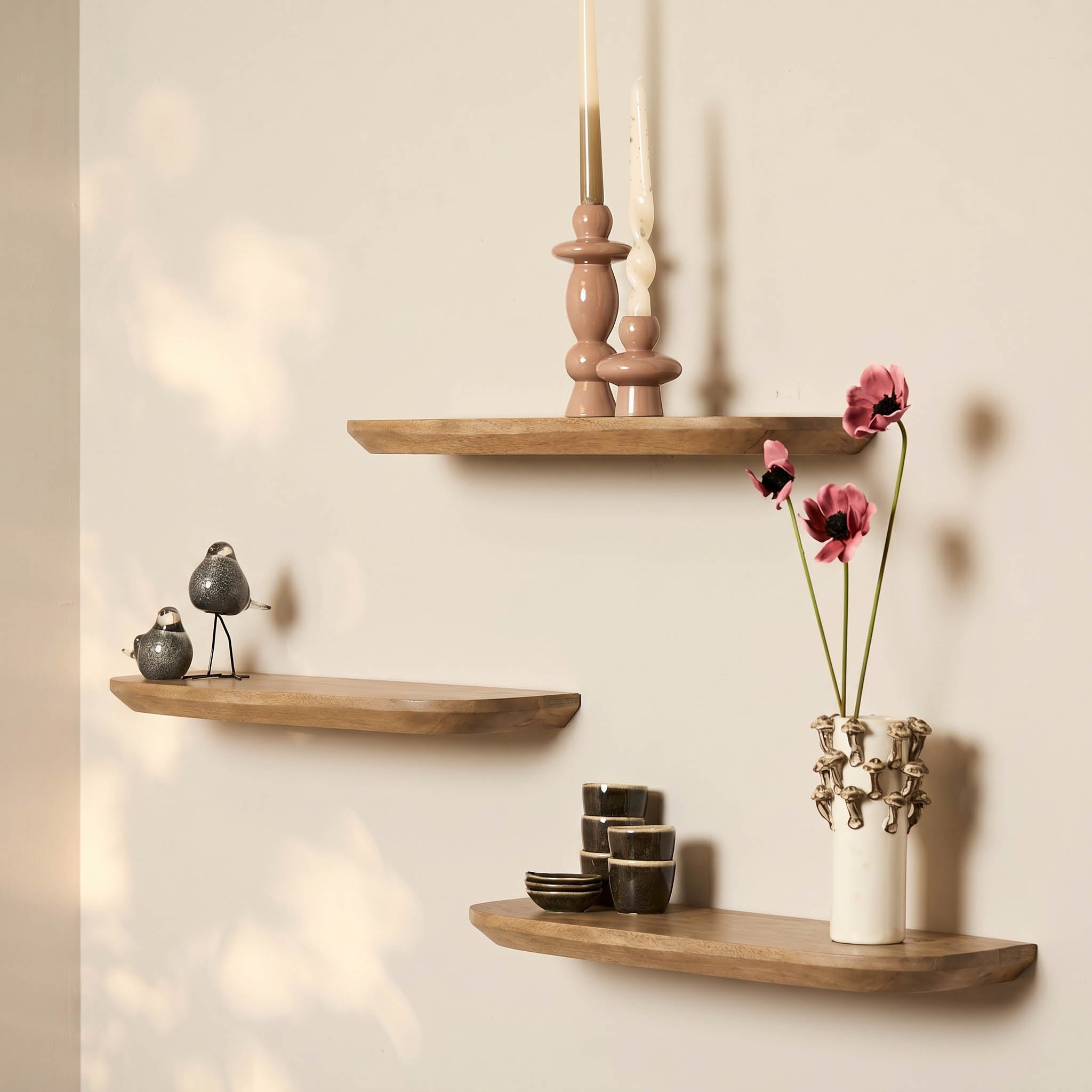 Wandplank Gusta Licht mango | 60 cm | Set van 3 - STF