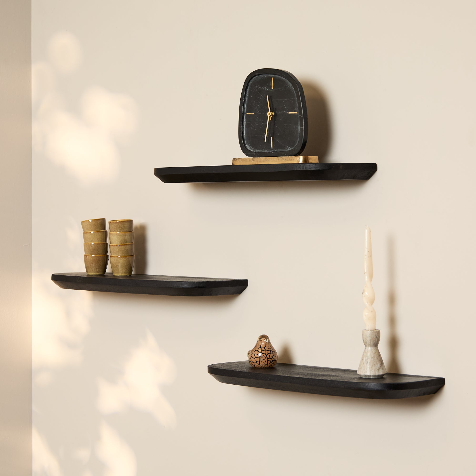 Wandplank Gusta Zwart | 60 cm | Set van 3 - STF