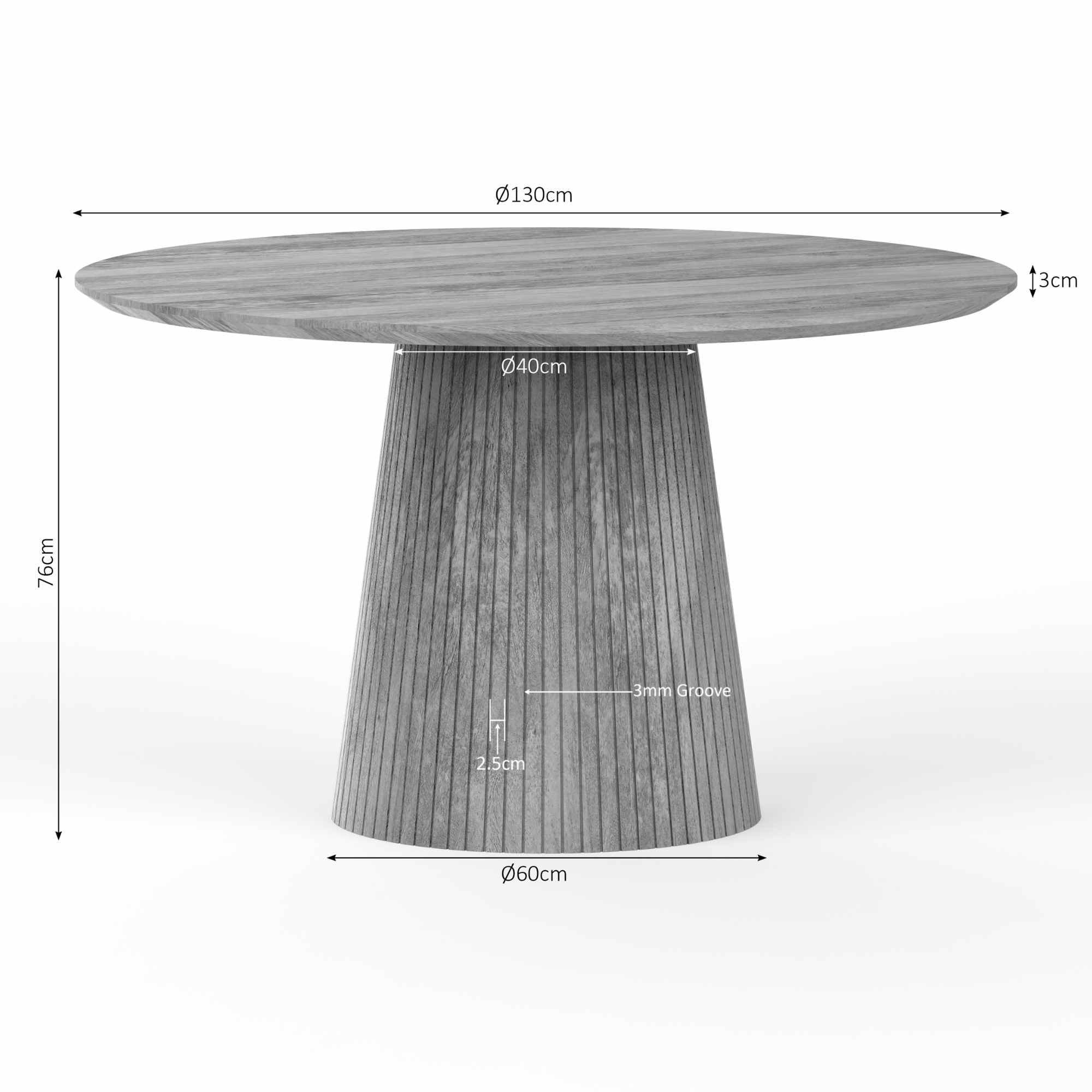 Eettafel Solana | 130 cm | Taupe - STF