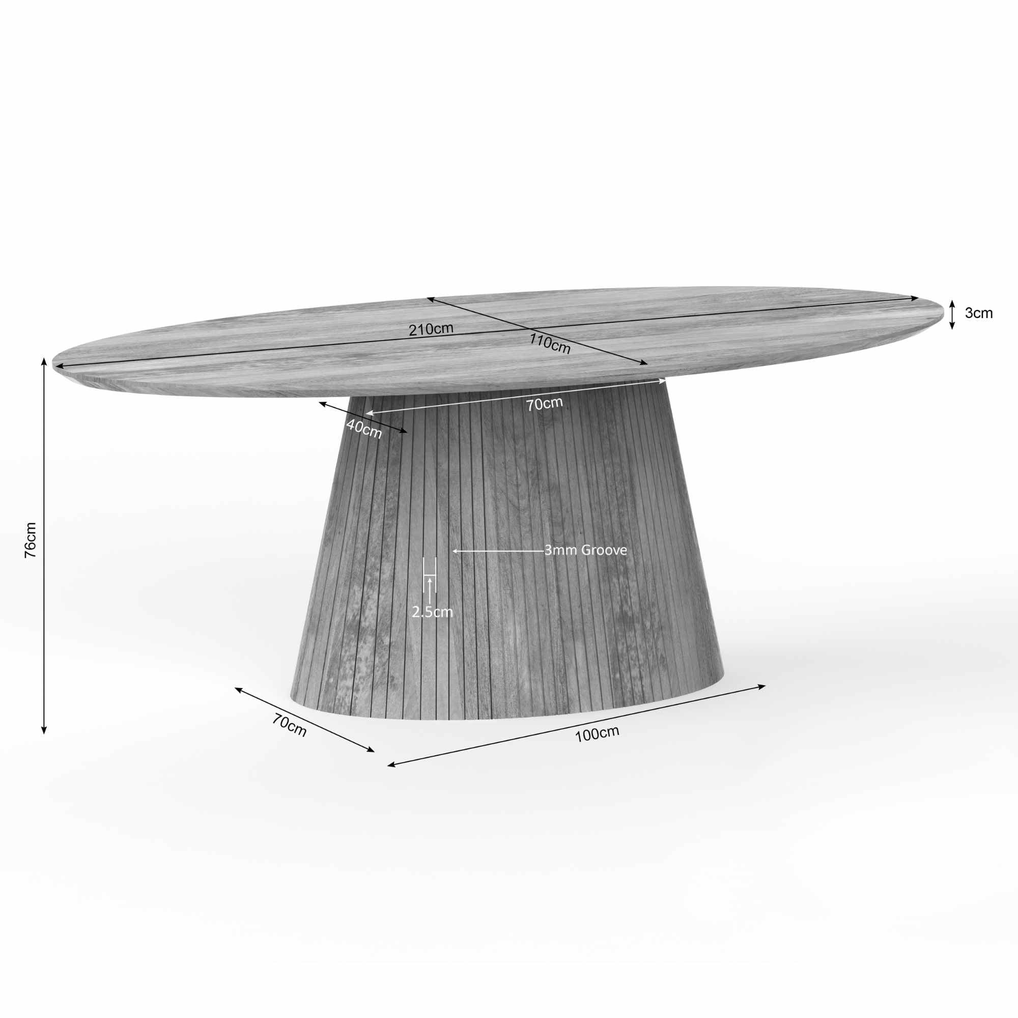 Eettafel Solana | 210 cm | Ovaal | Taupe - STF
