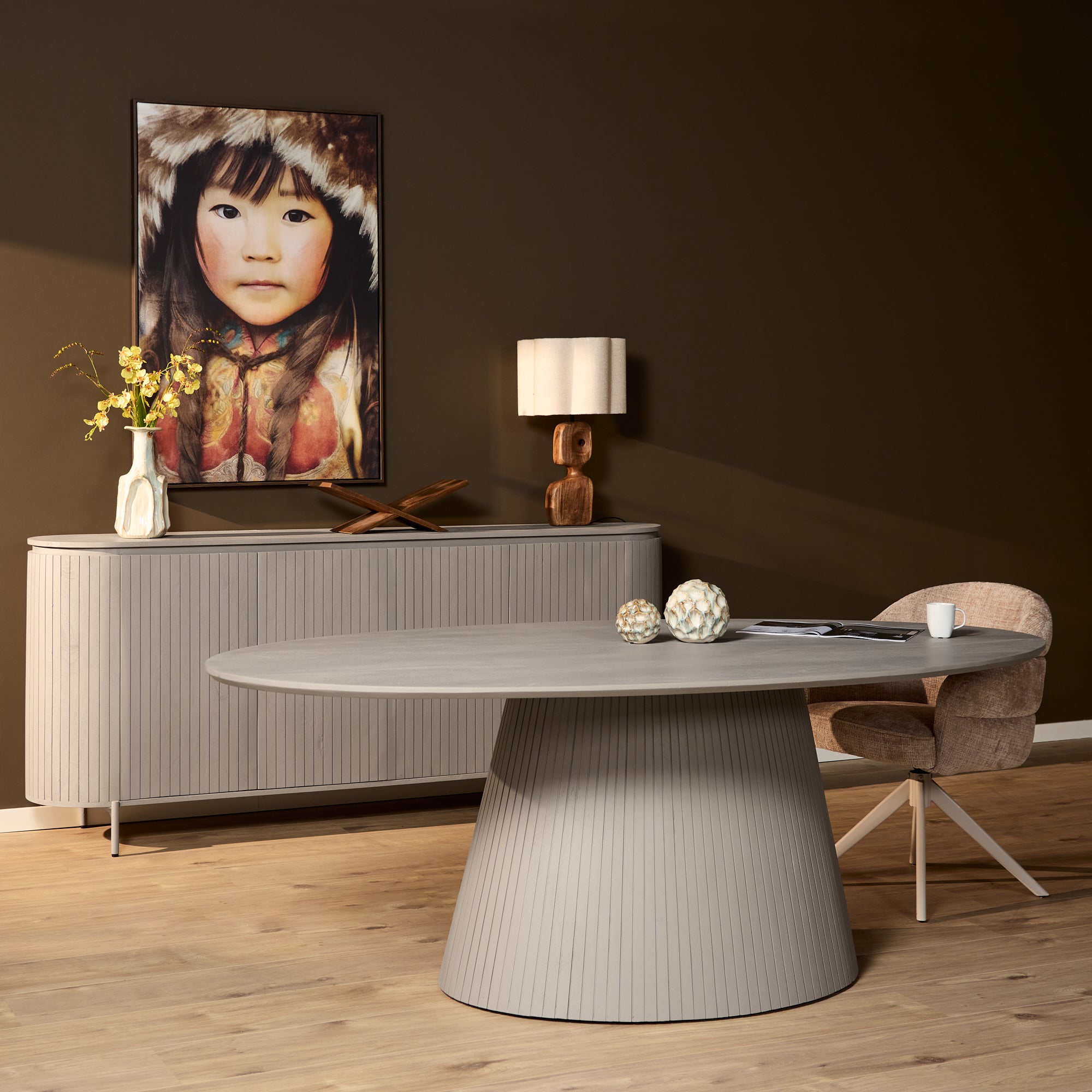 Eettafel Solana | 240 cm | Ovaal | Taupe - STF