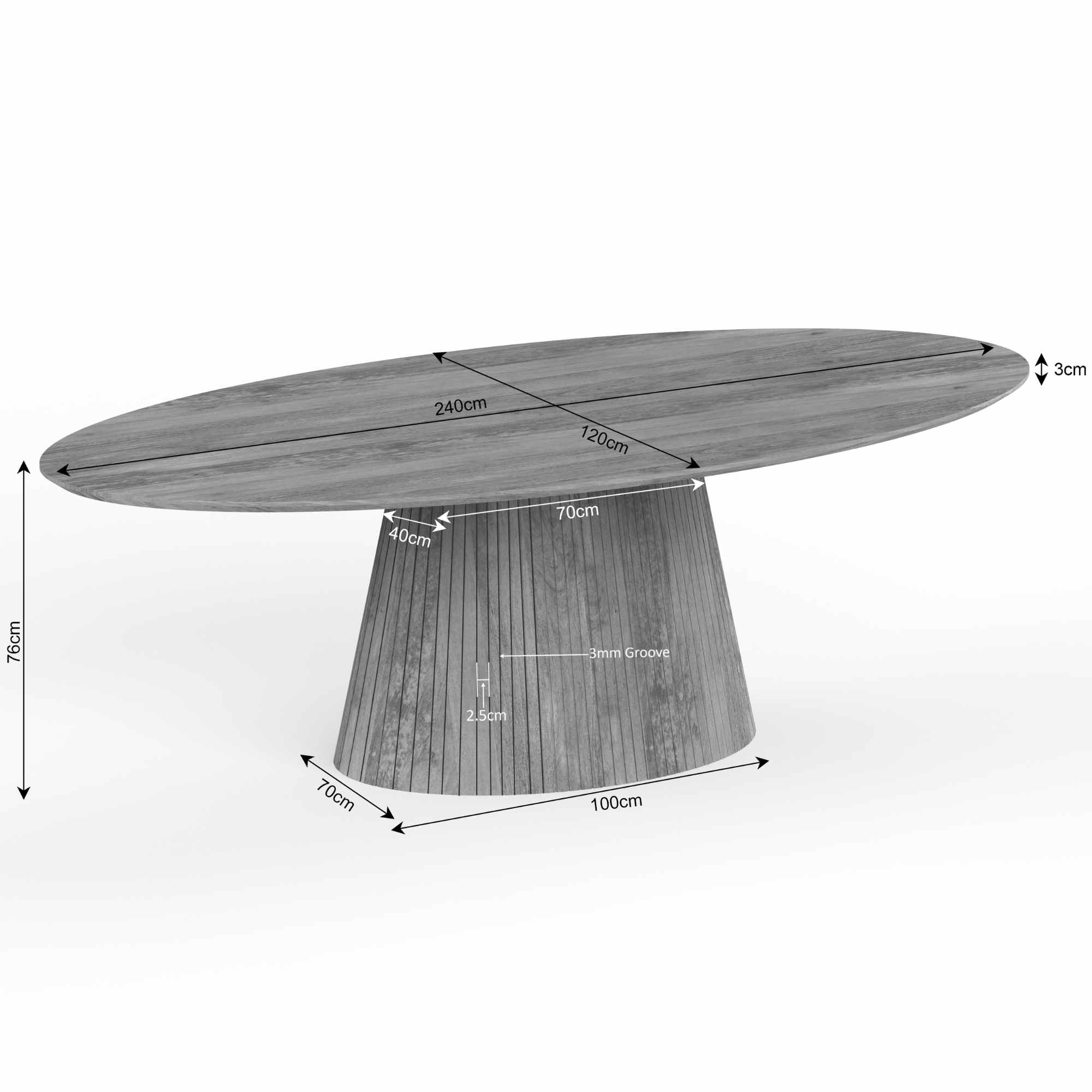 Eettafel Solana | 240 cm | Ovaal | Taupe - STF
