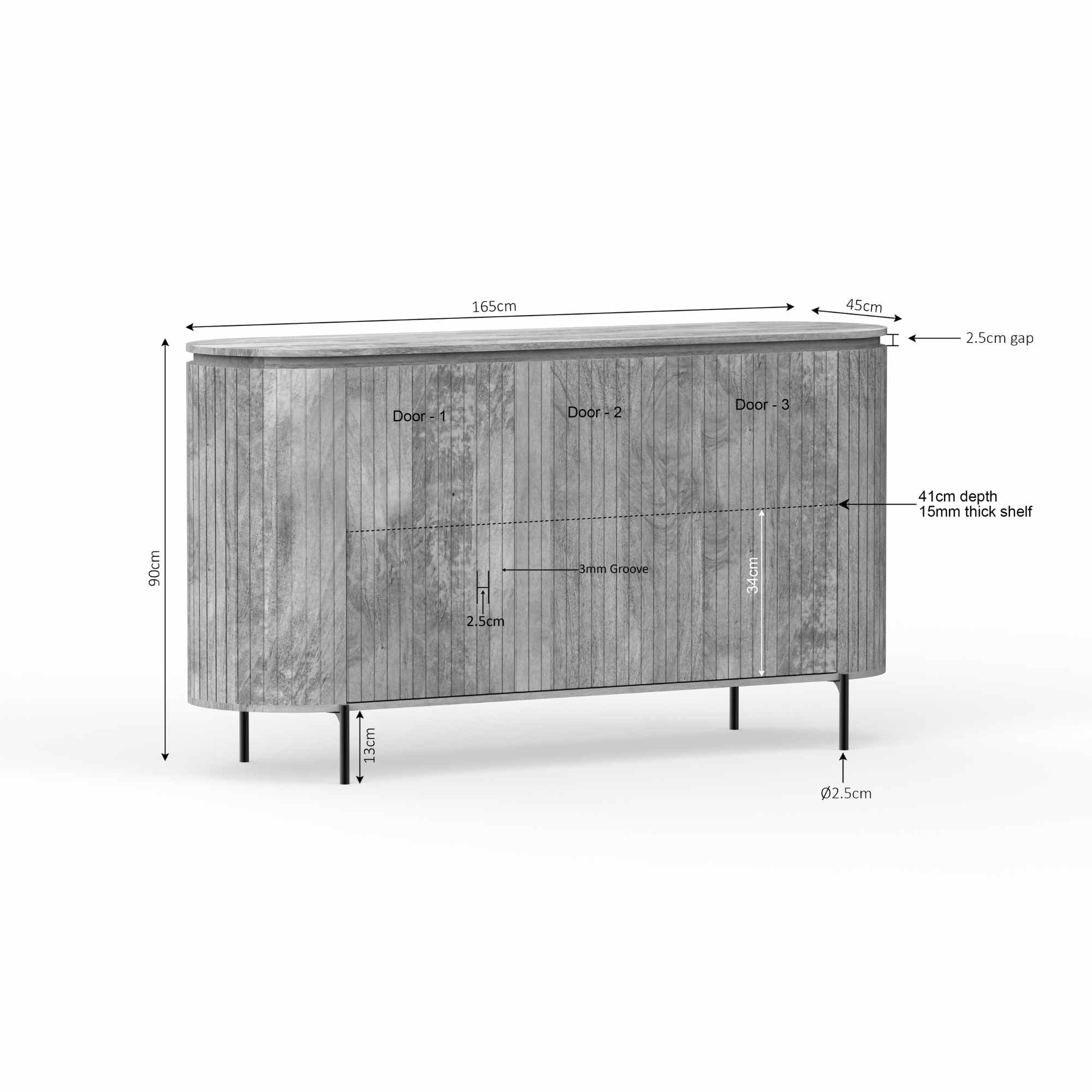 Dressoir Solana | 165 cm | Taupe - STF