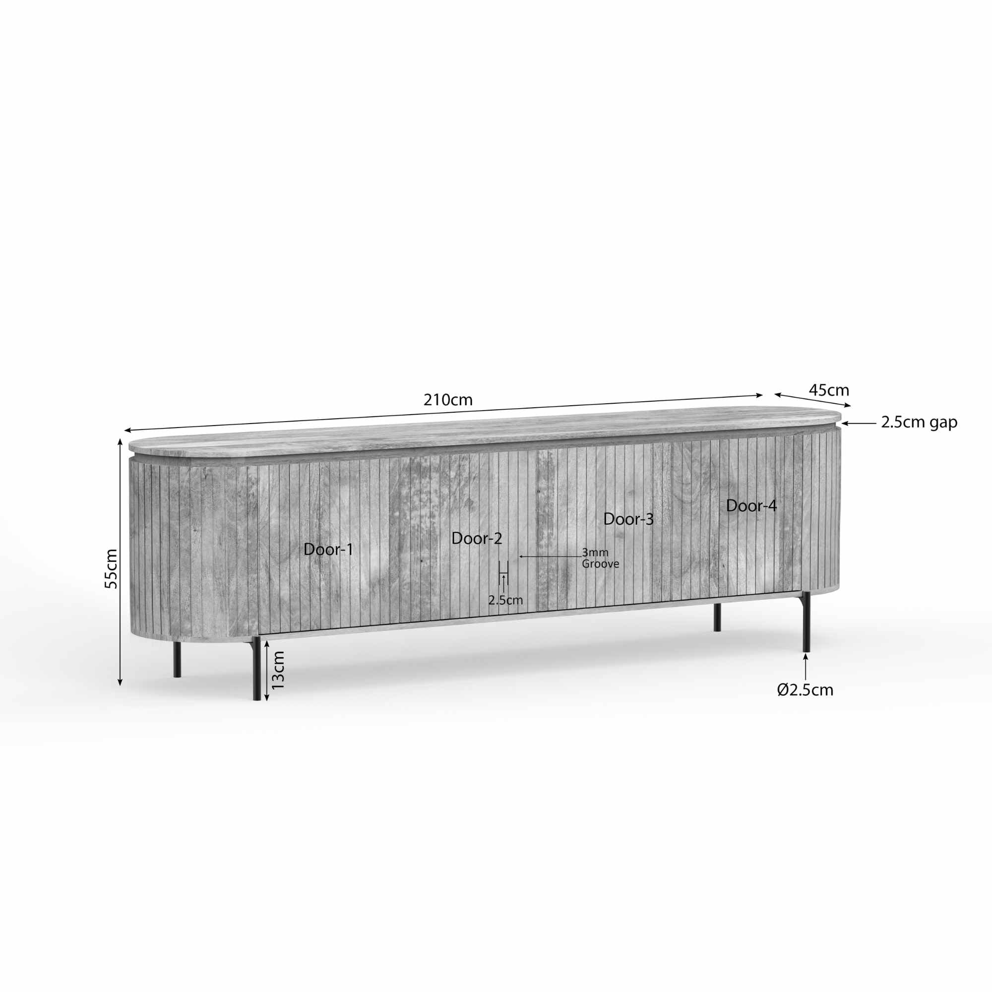Tv-meubel Solana | 210 cm | Taupe - STF