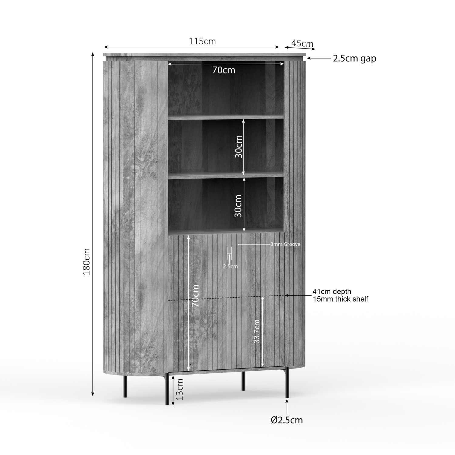 Wandkast Solana | 115 cm | Taupe - STF