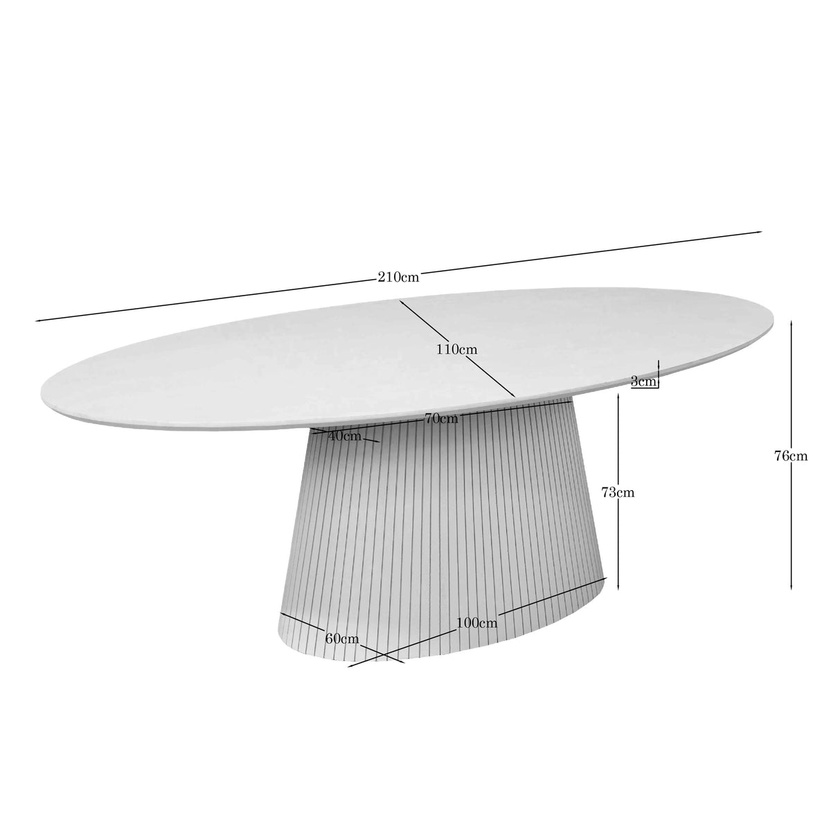 Ovale eettafel Solana Bruin Mangohout 210 cm - STF