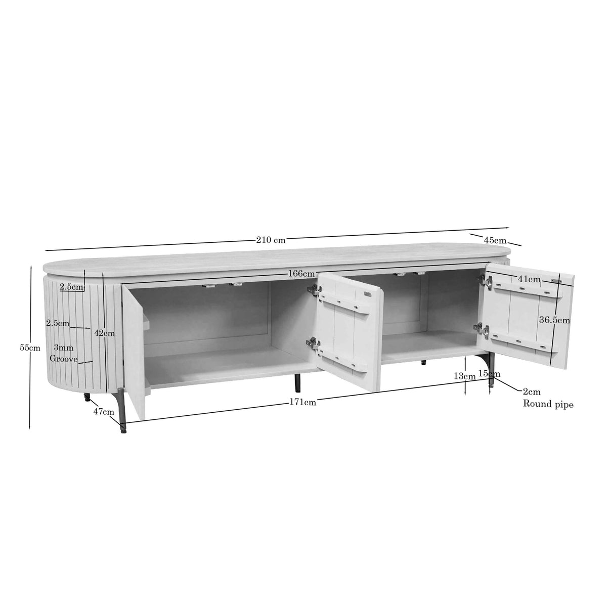 Tv meubel Solana Bruin Mangohout 210 cm - STF