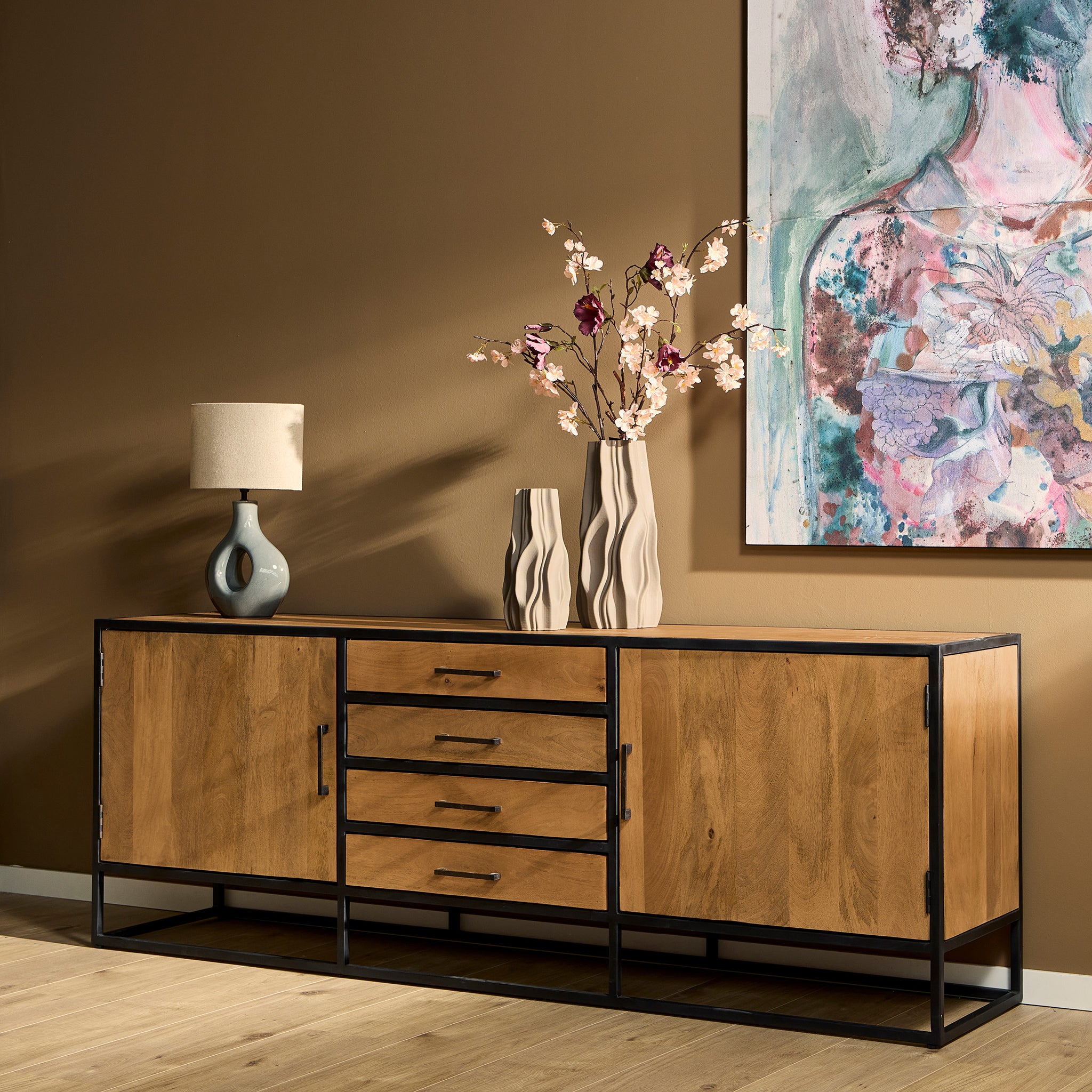 Dressoir Denver | Mangohout en staal | 210 cm  - STF