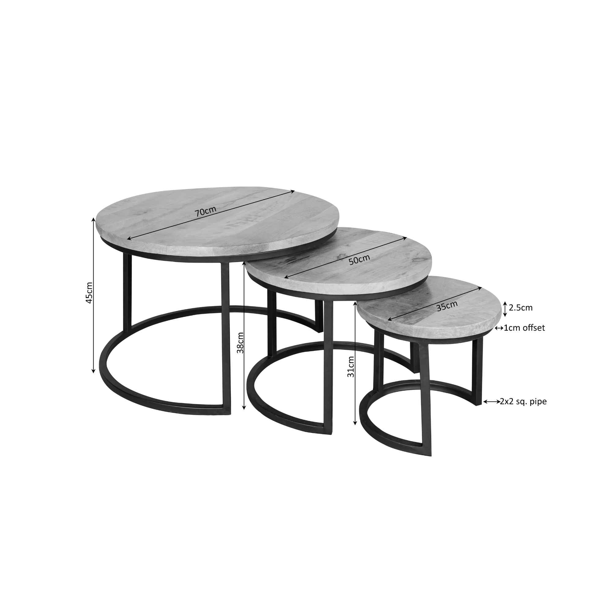 Salontafel Denver | Set van 3 | Rond - STF