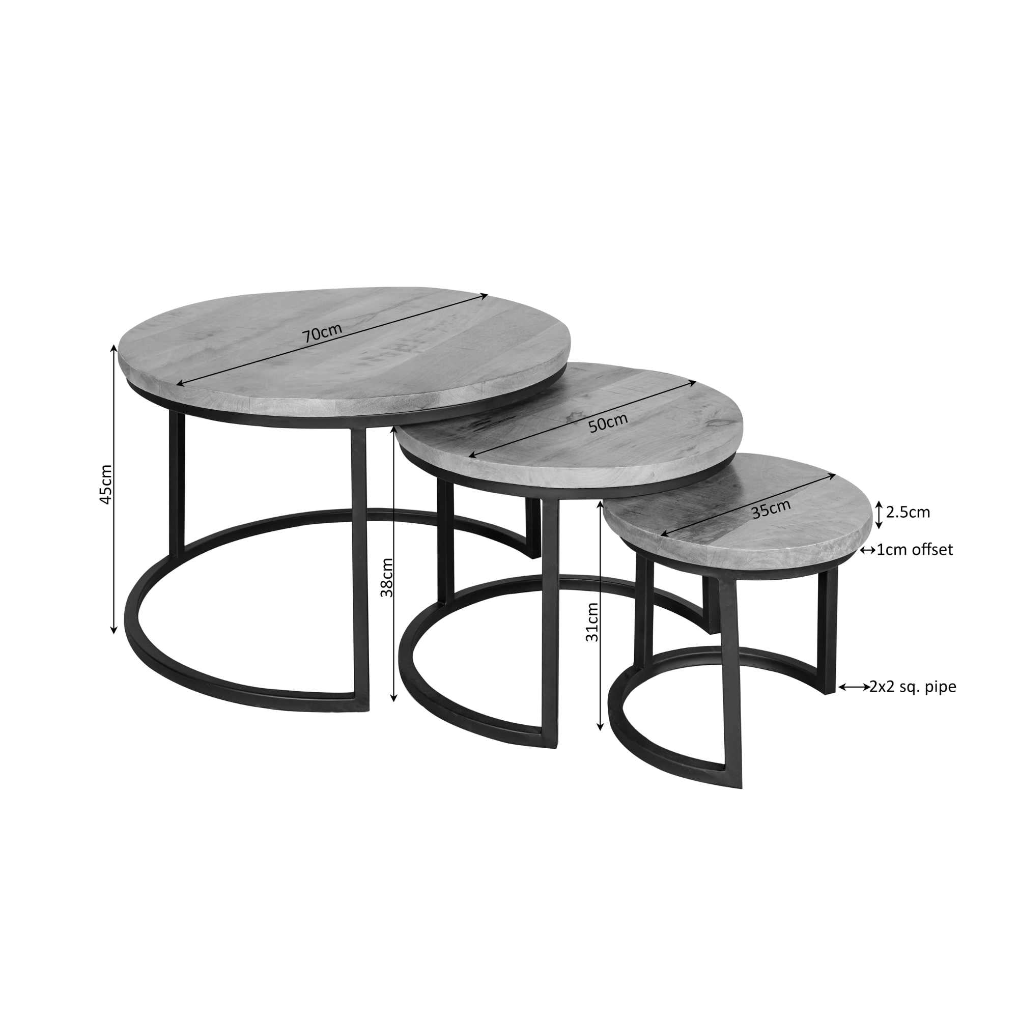 Salontafel Denver | Set van 3 | Rond - STF
