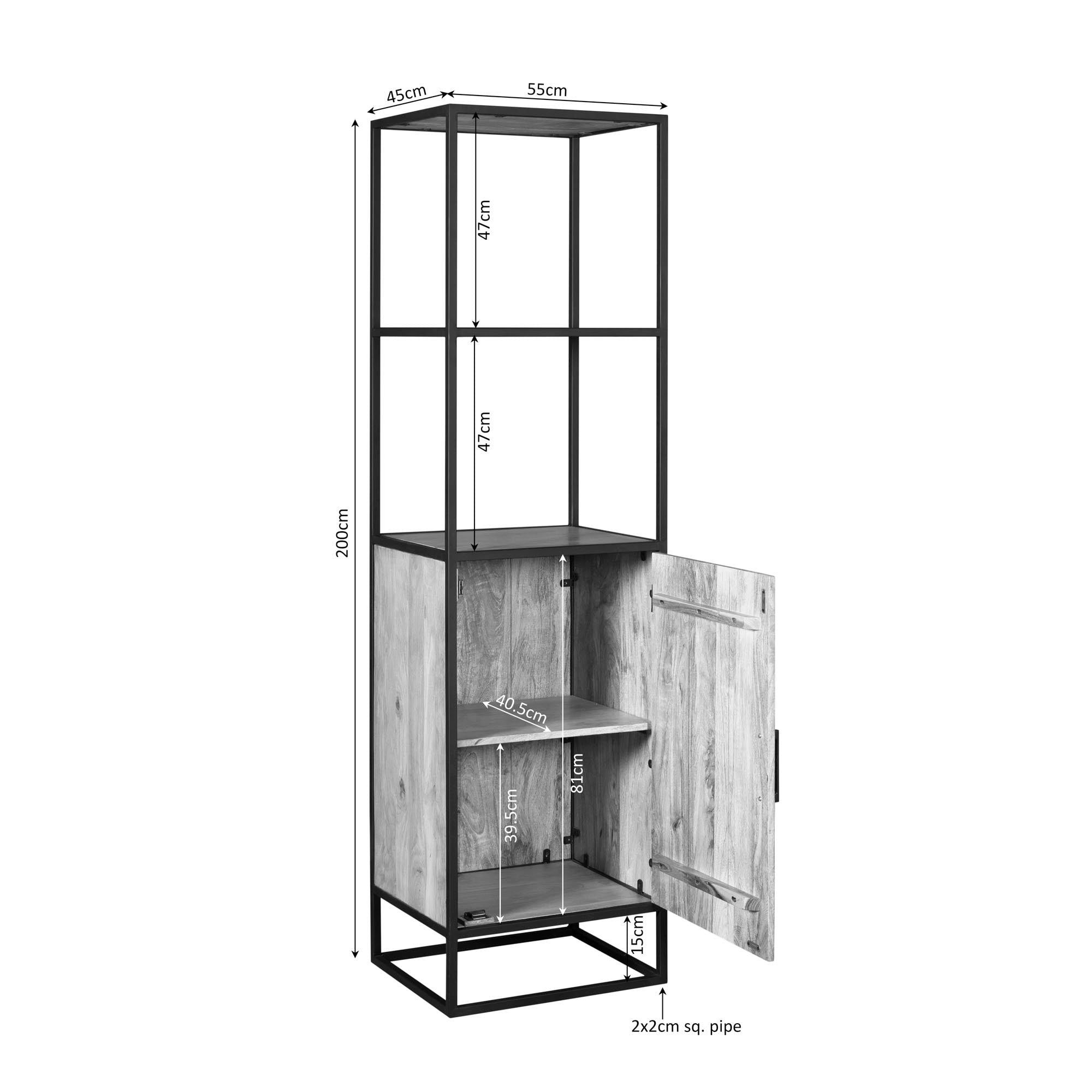 Boekenkast Dakota 1 deur | 55 cm - STF