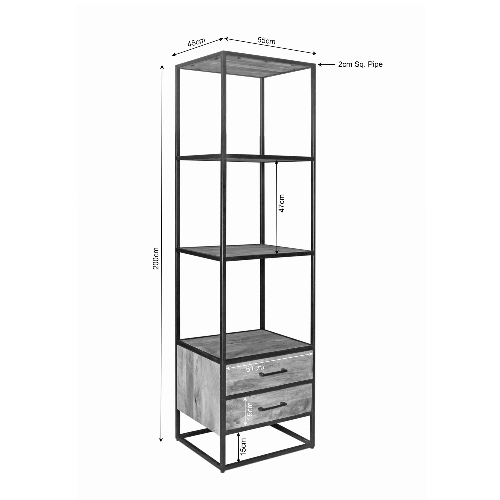 Boekenkast Dakota 2 lades | 55 cm - STF