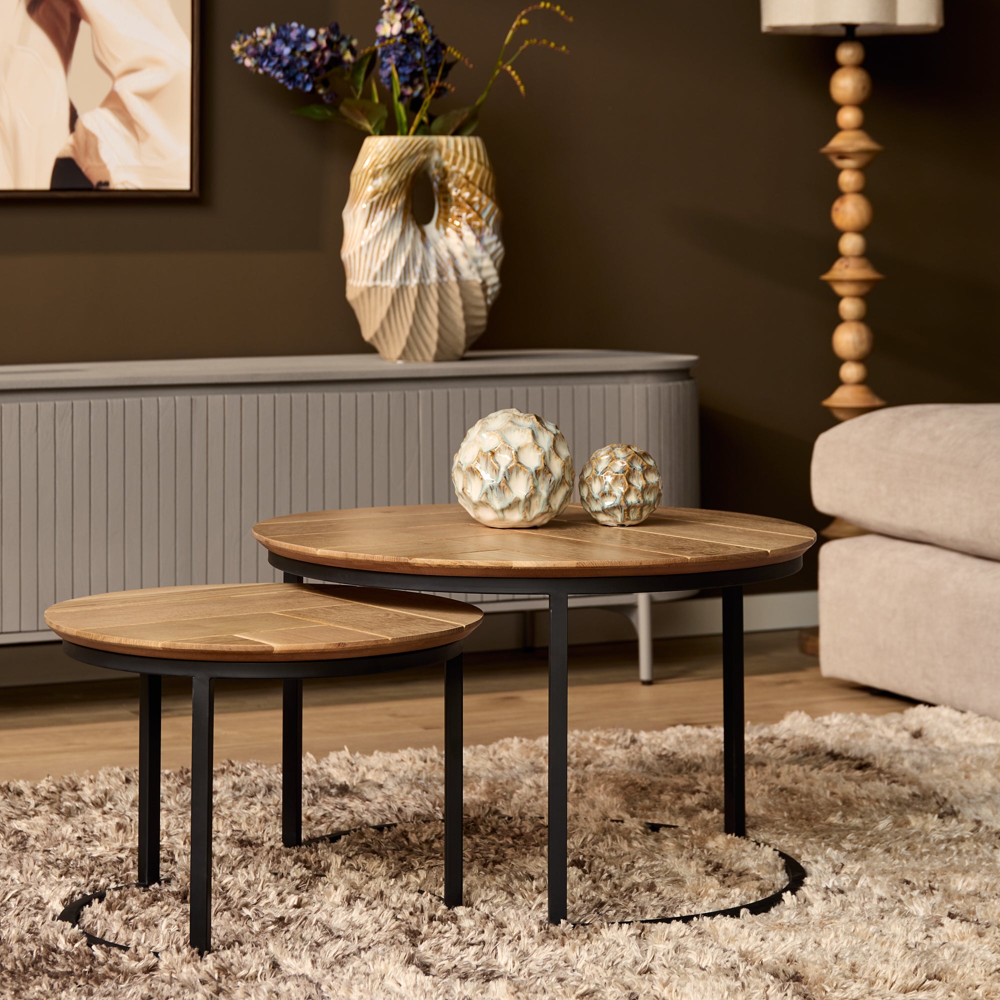 Salontafel Otik Naturel eiken | 70 cm | set van 2 - STF