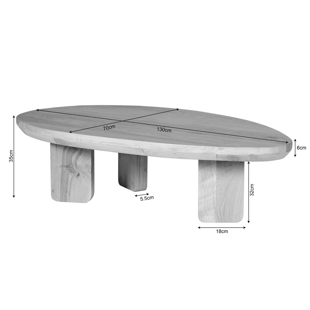 Salontafel Zillah | 130 cm | Eikenbruin - STF