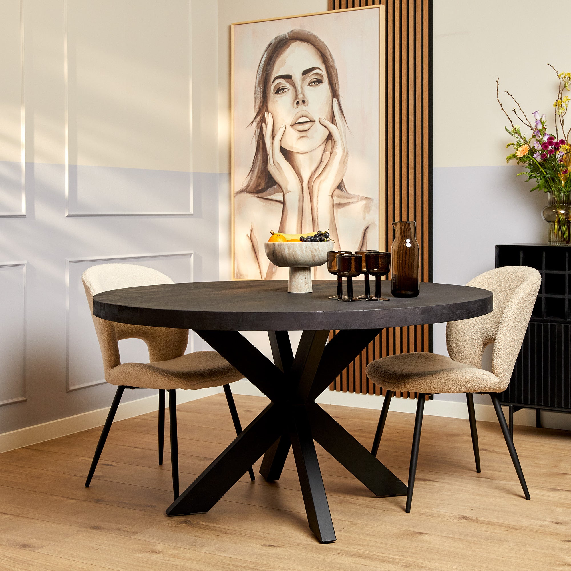 Eettafel Denver Zwart | Rond | 120 cm - STF