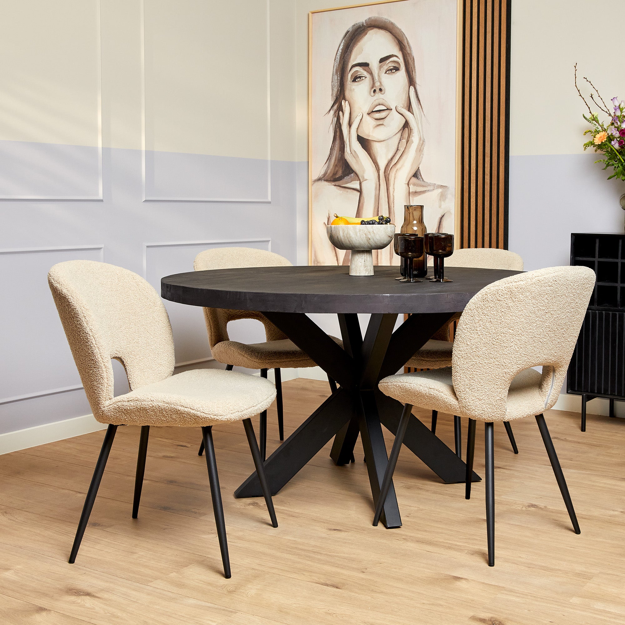 Eettafel Denver Zwart | Rond | 120 cm - STF