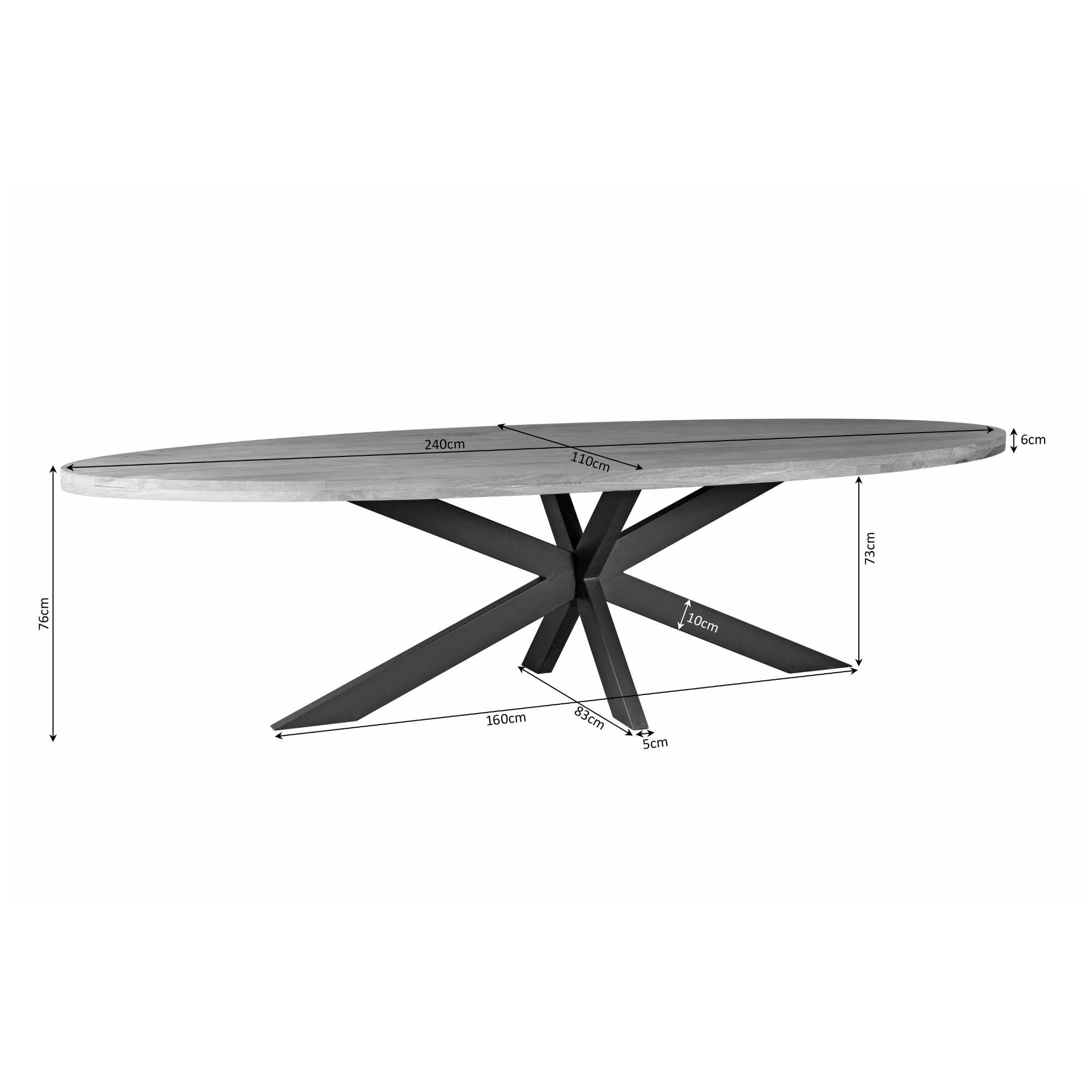 Eettafel Denver | Ovaal | Mangohout | 240 cm - STF