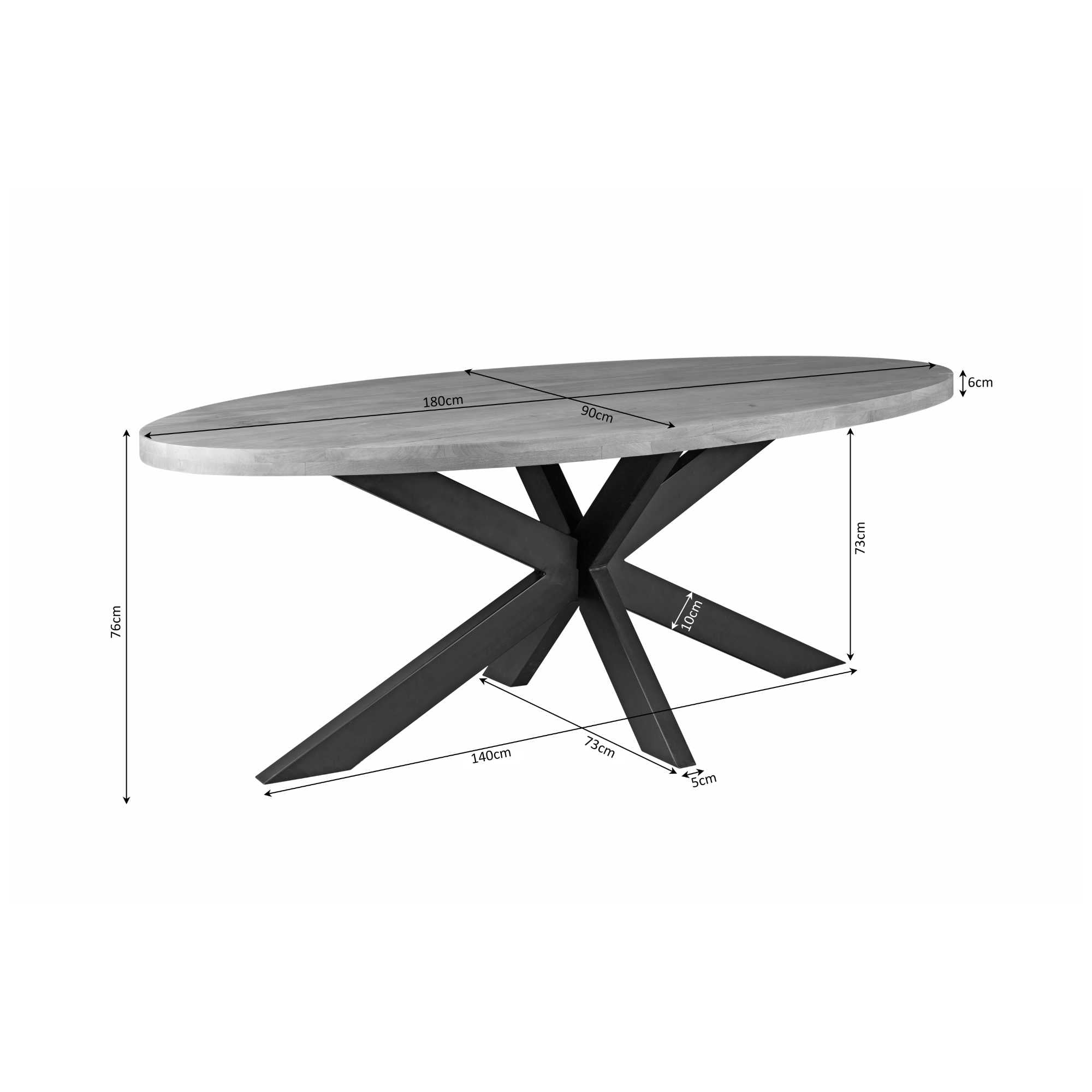 Eettafel Denver | Ovaal | Mangohout | 180 cm - STF