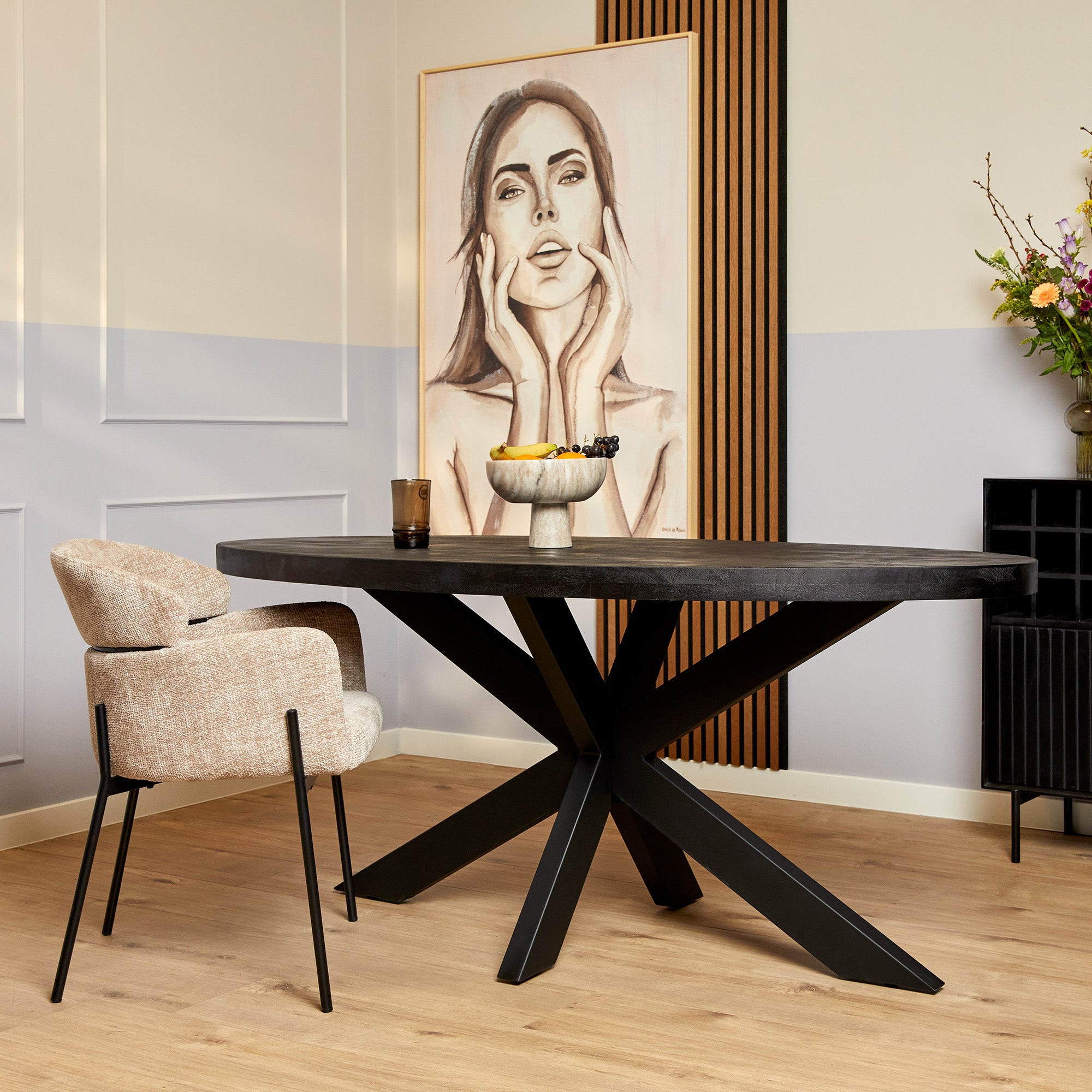 Eettafel Denver Zwart | Ovaal | 180 cm - STF