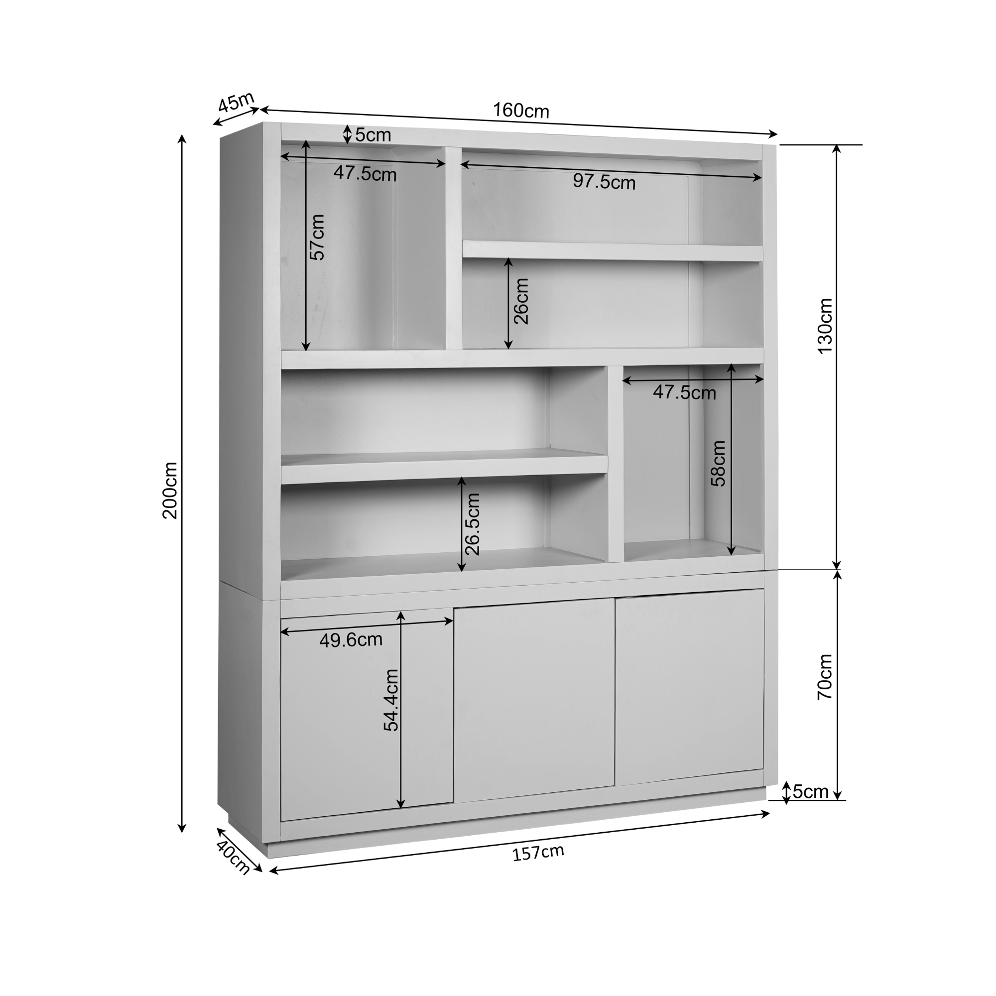 Armoire de rangement XL marron Bruxelles | 160 cm - STF