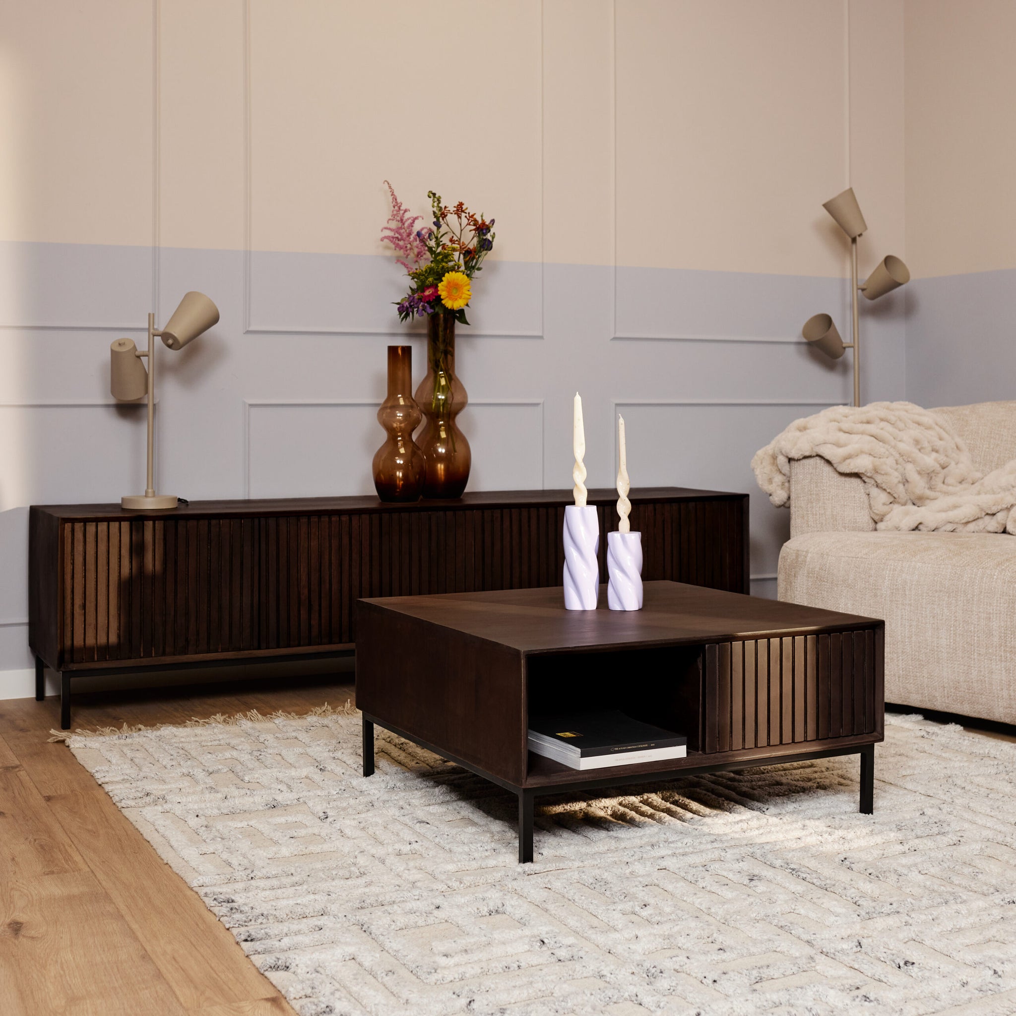 Table basse Madison Brune | 80 cm | Carrée - STF