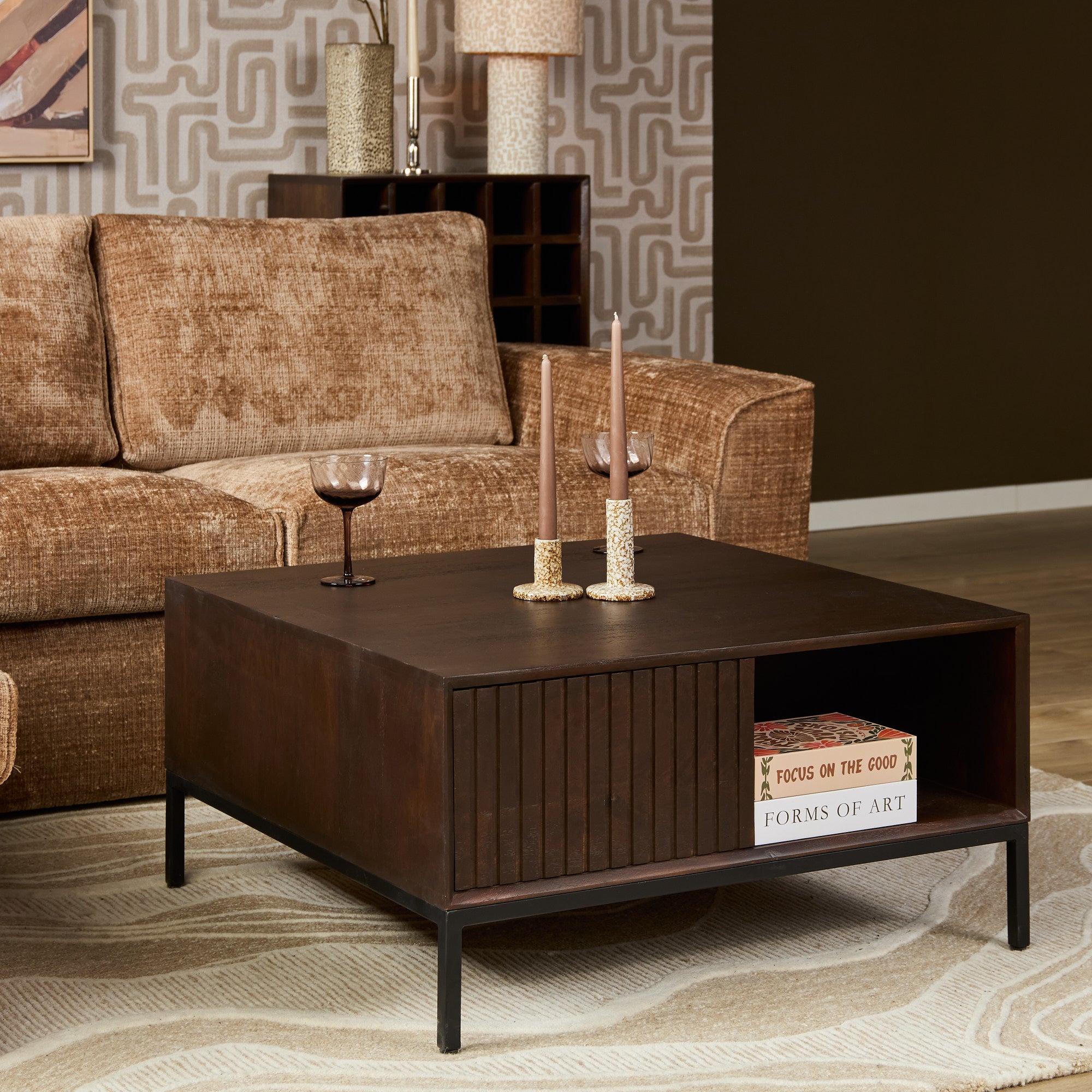 Table basse Madison Brune | 80 cm | Carrée - STF