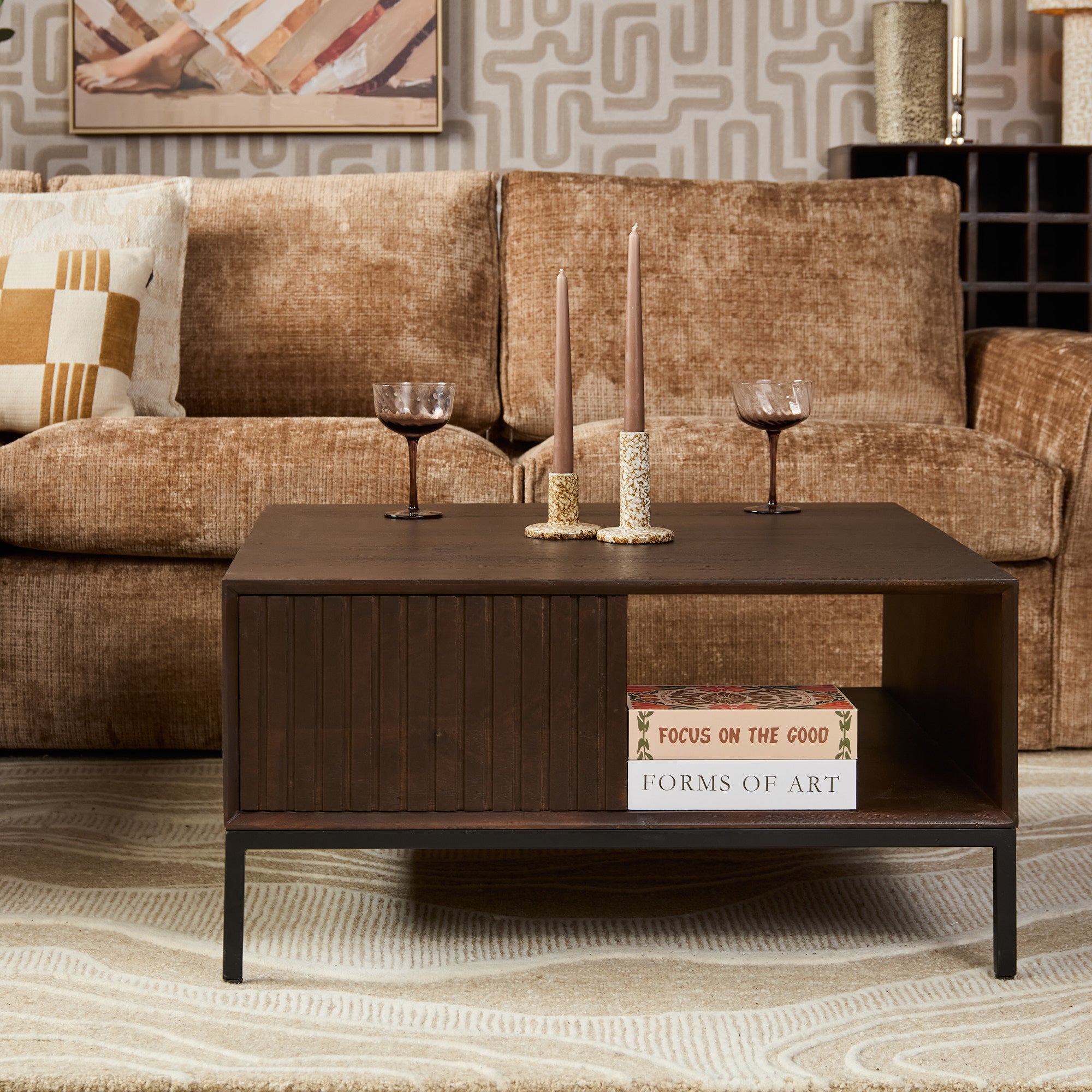 Table basse Madison Brune | 80 cm | Carrée - STF
