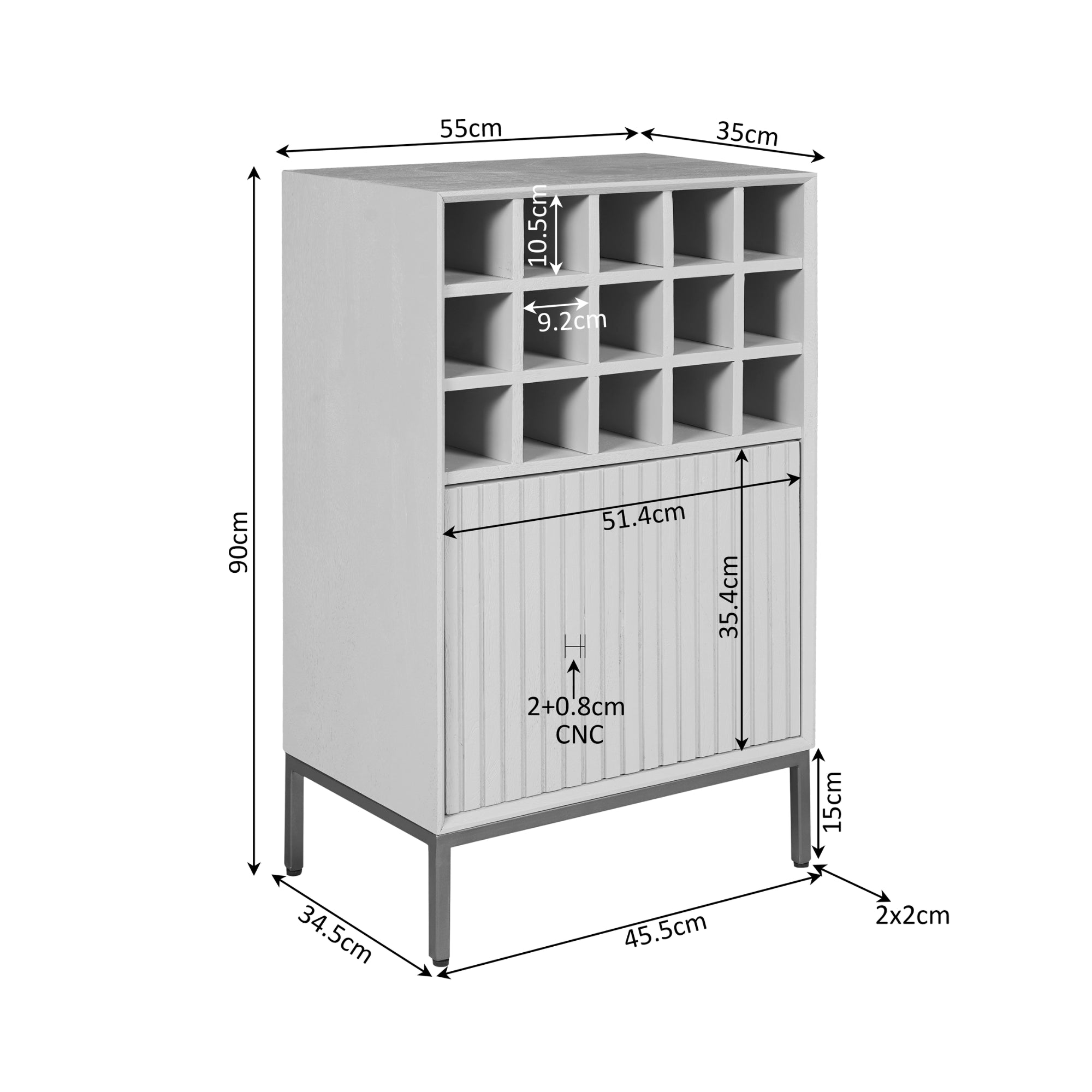 Wijnkast Madison bruin | 55 cm - STF