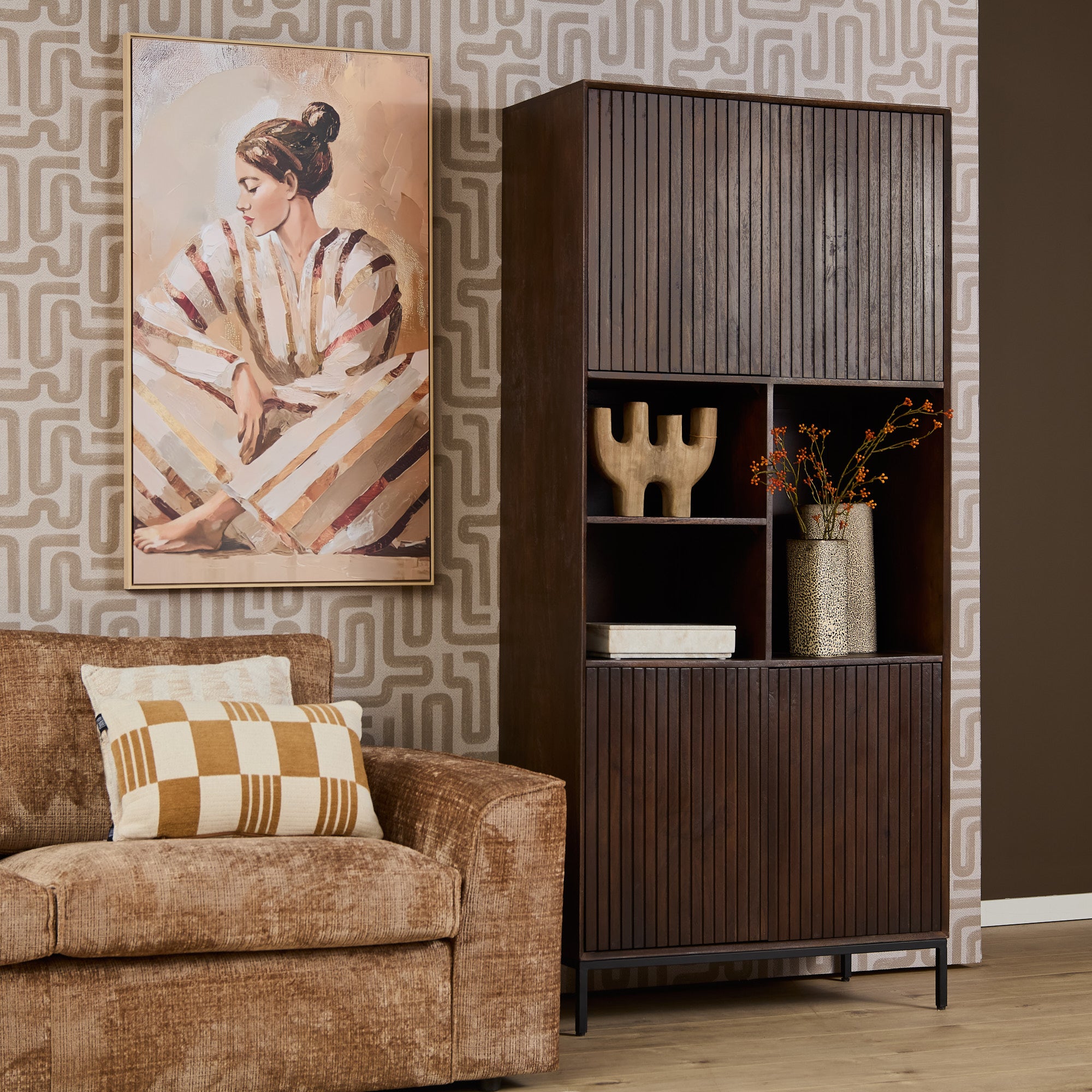 Vakkenkast Madison bruin | 90 cm - STF
