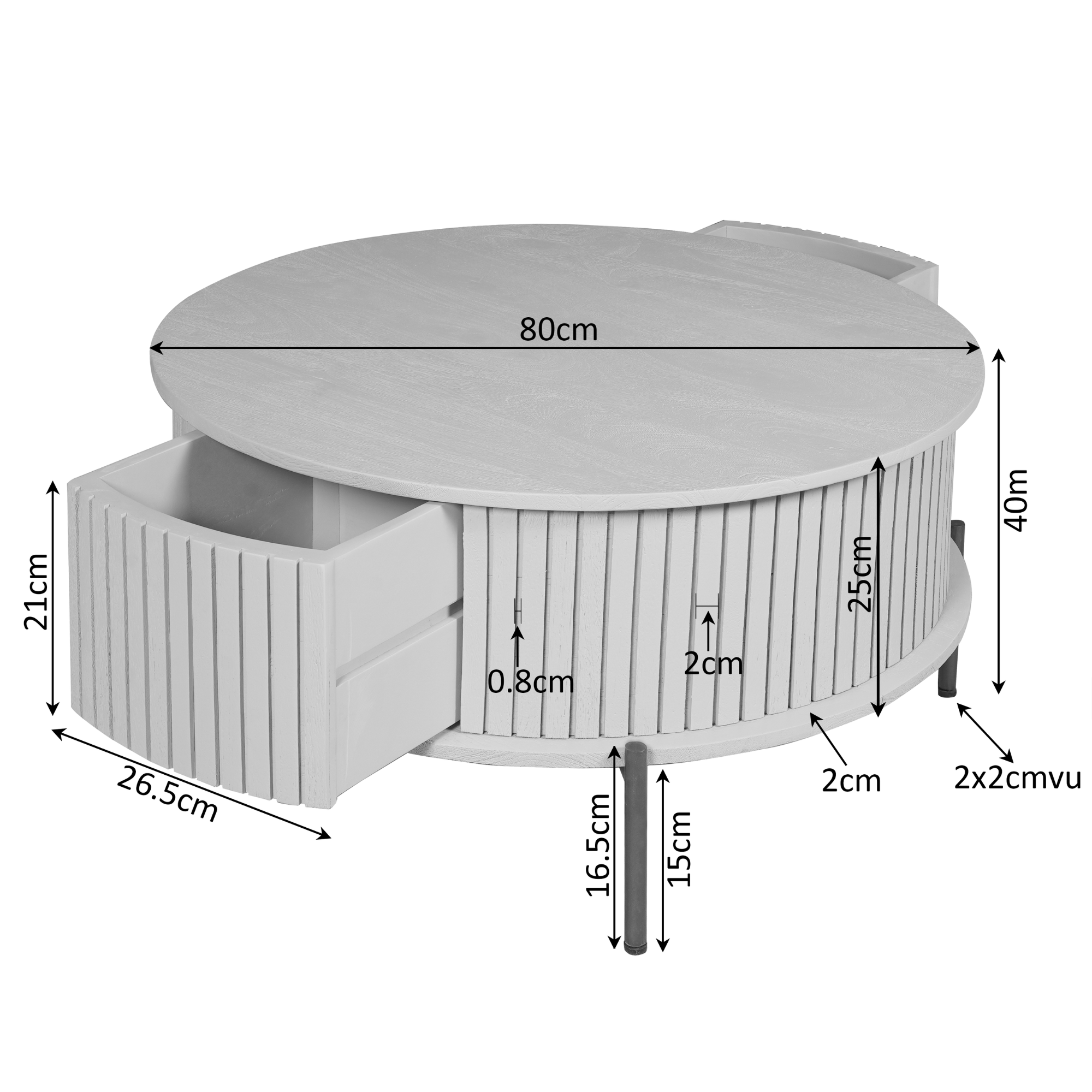 Salontafel Madison bruin | 80 cm | rond - STF