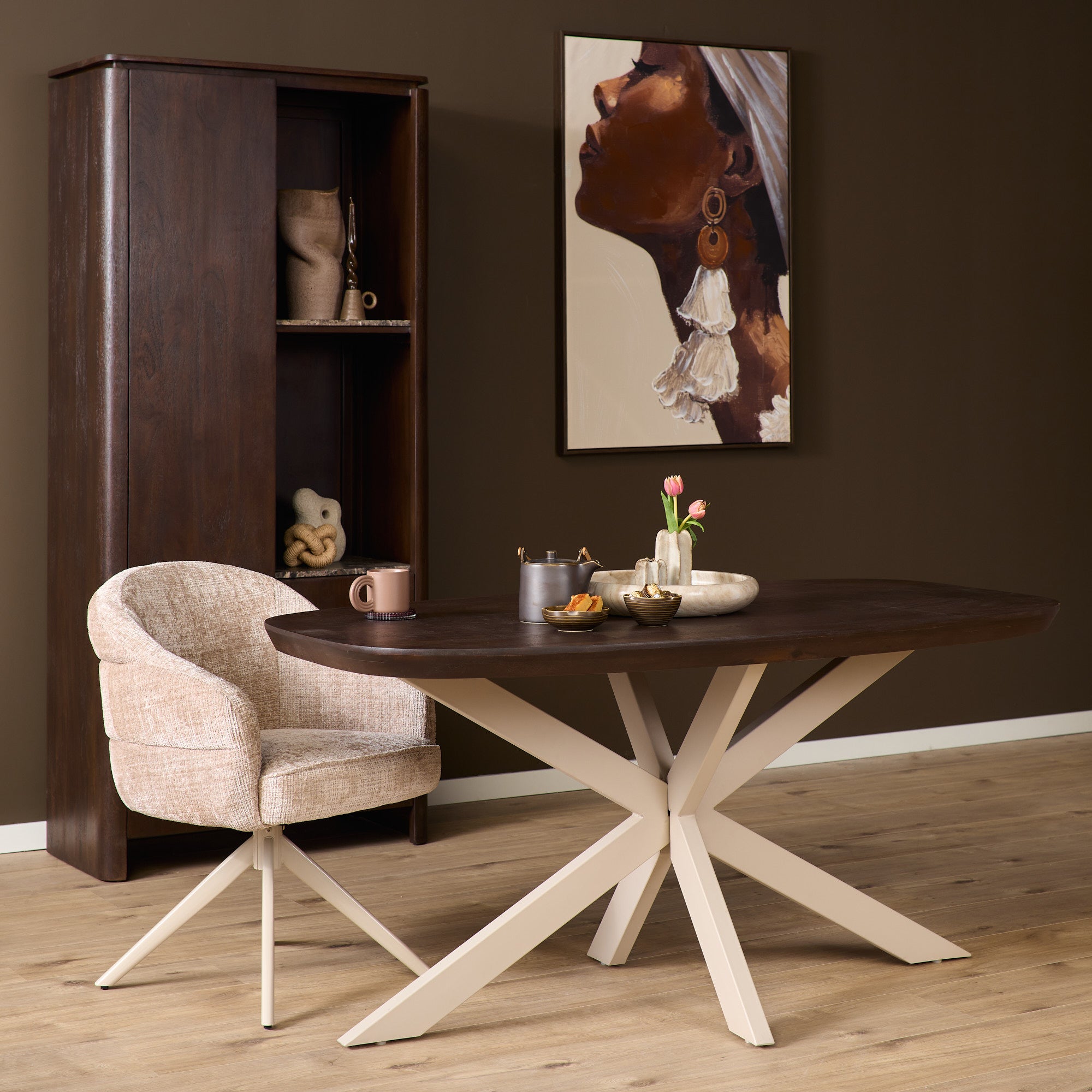 Eettafel Madison Bruin | 160 cm | Deens Ovaal | Poot Zand - STF