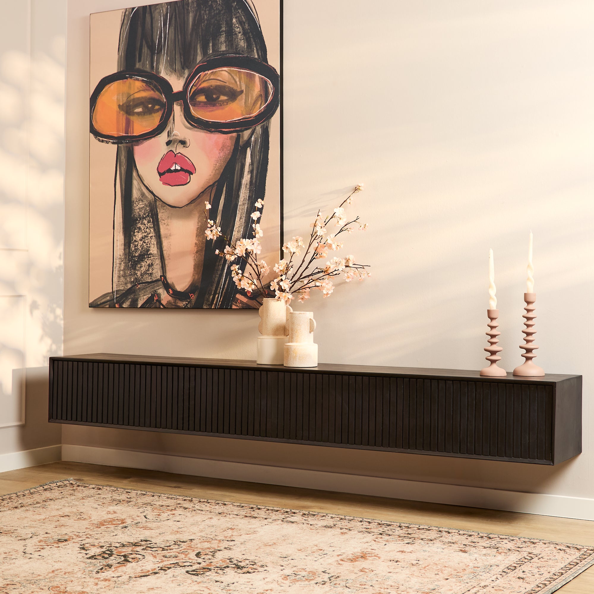 Zwevend tv-meubel Madison Zwart | 240 cm - STF