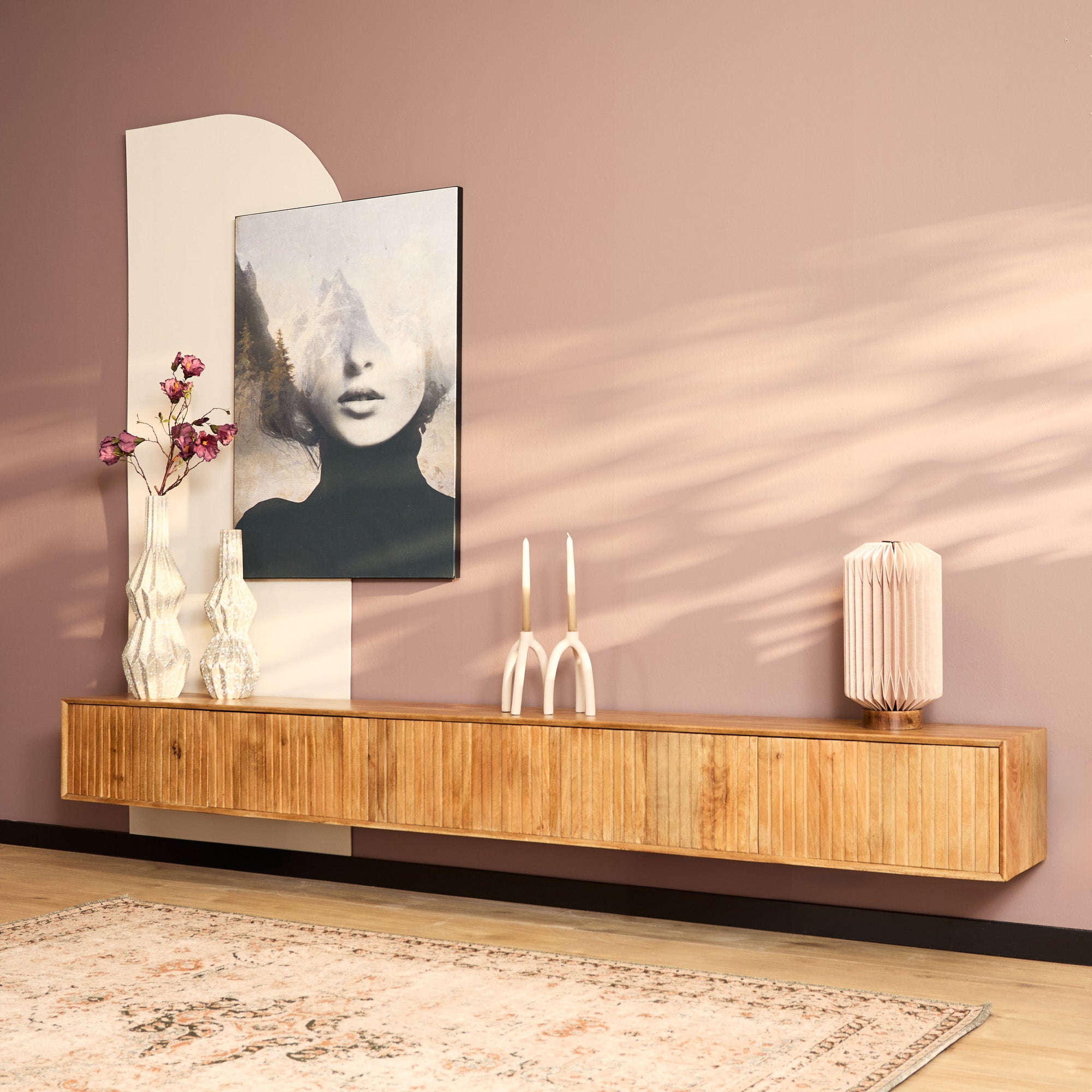 Zwevend tv meubel Madison Naturel | 280 cm - STF