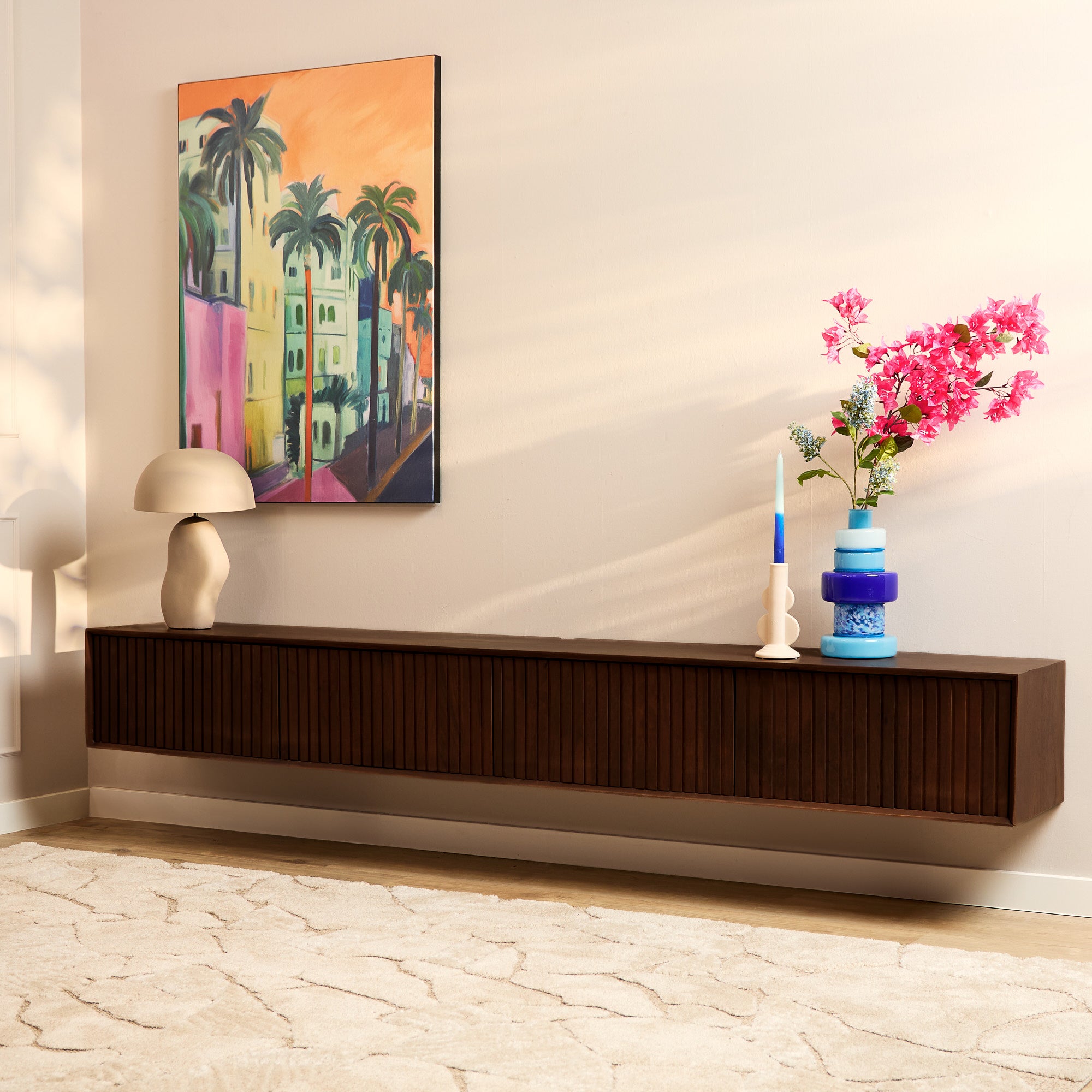 Zwevend tv-meubel Madison bruin | 240 cm - STF