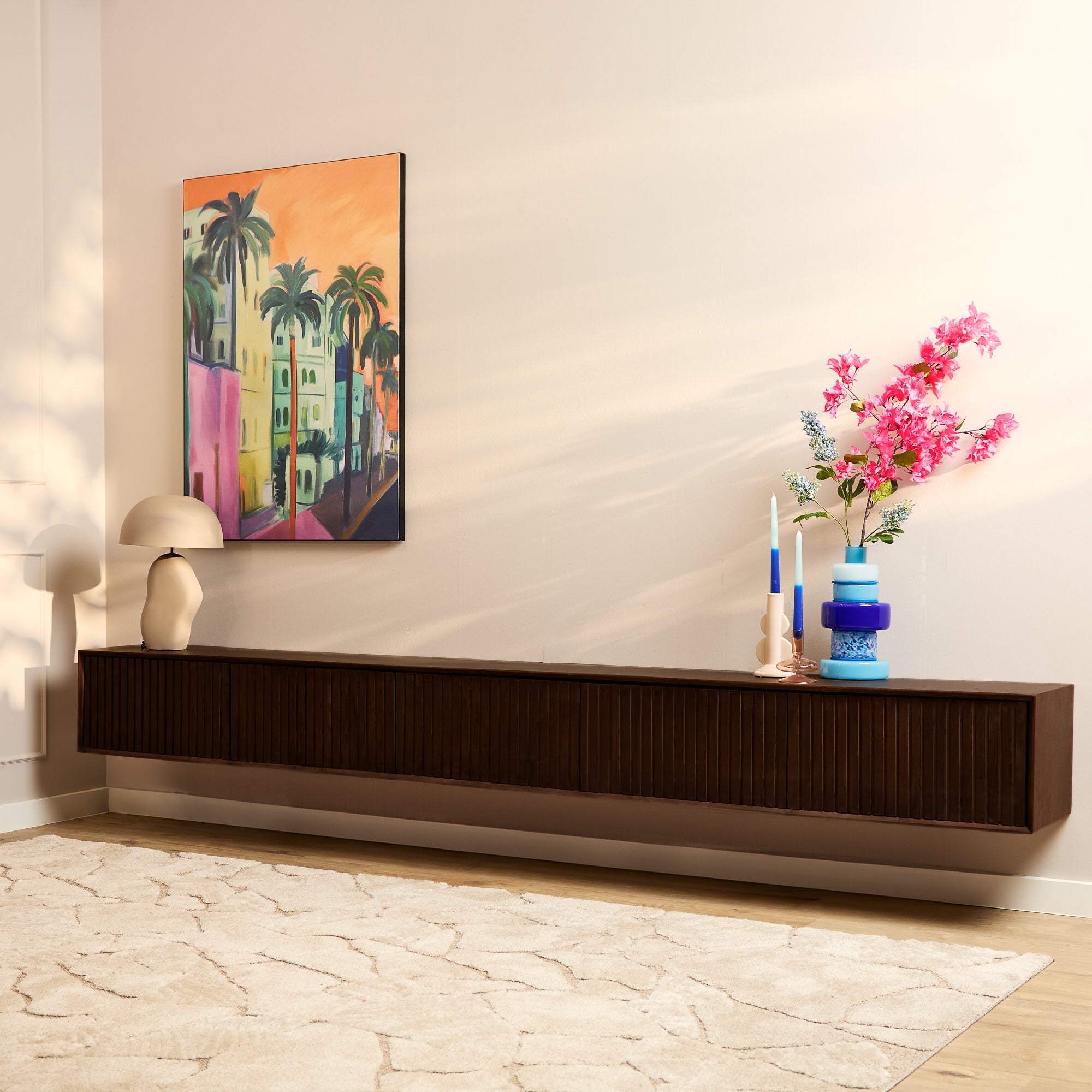 Zwevend tv-meubel Madison Bruin | 280 cm - STF