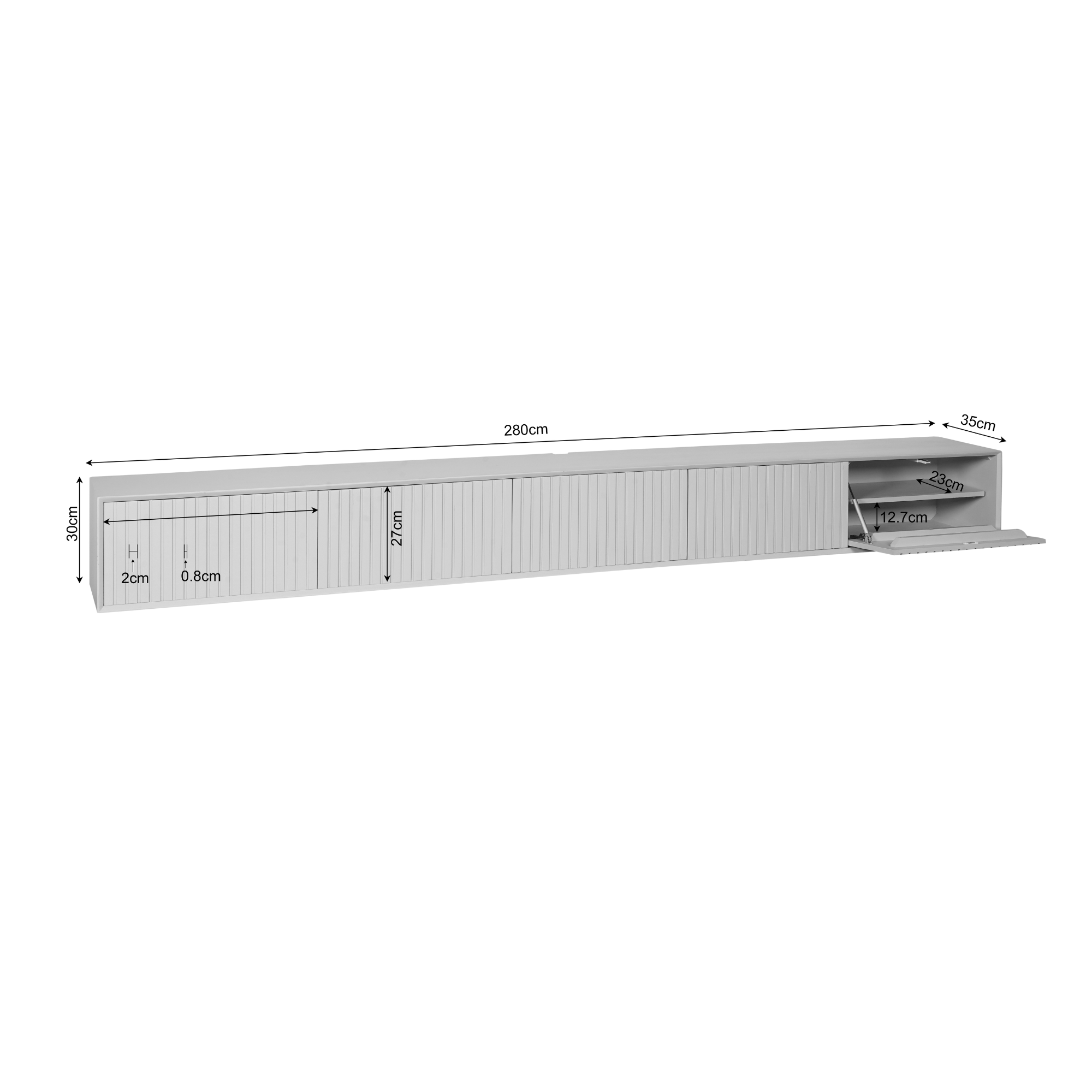Zwevend tv-meubel Madison Bruin | 280 cm - STF