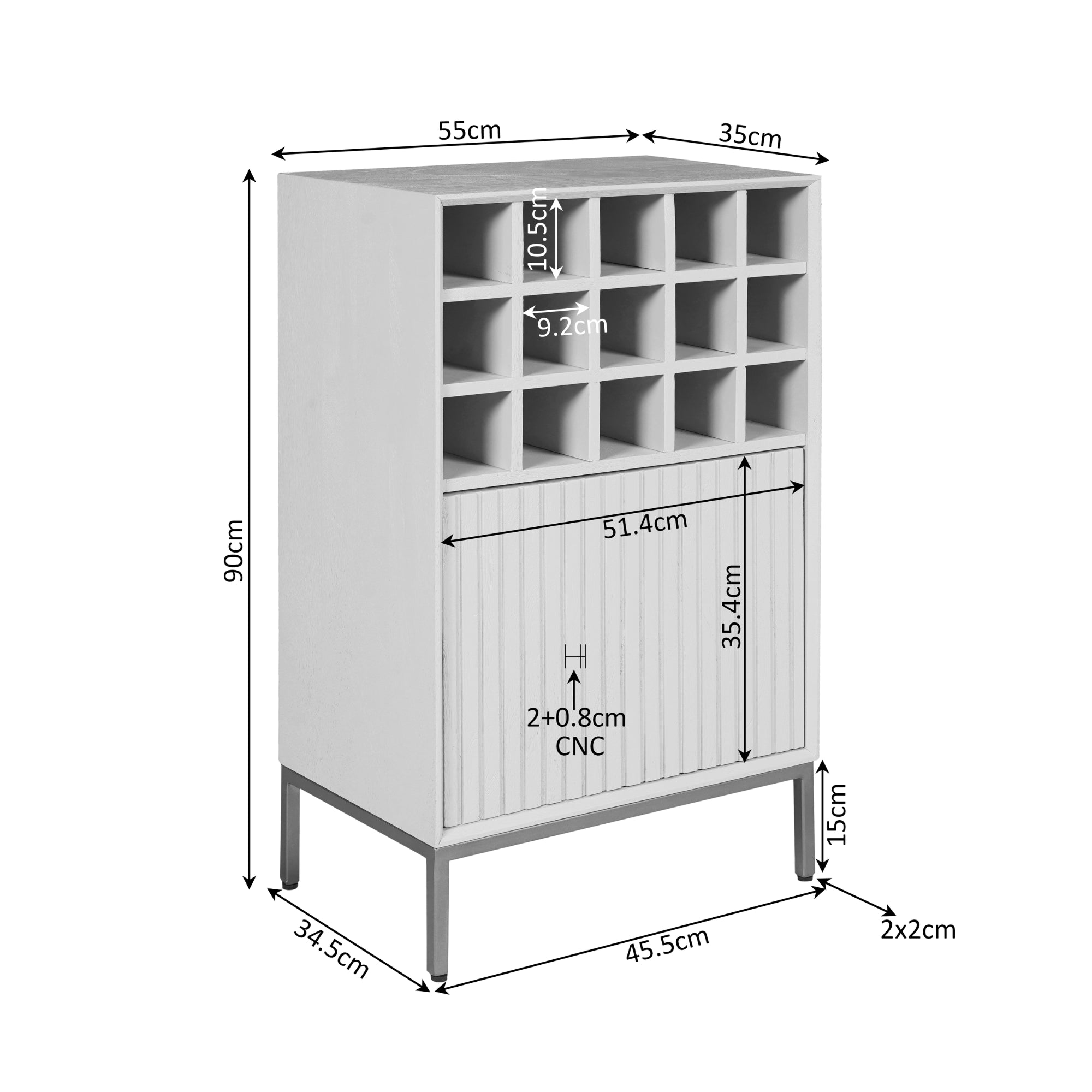 Wijnkast Madison Natuurlijk | 55 cm - STF
