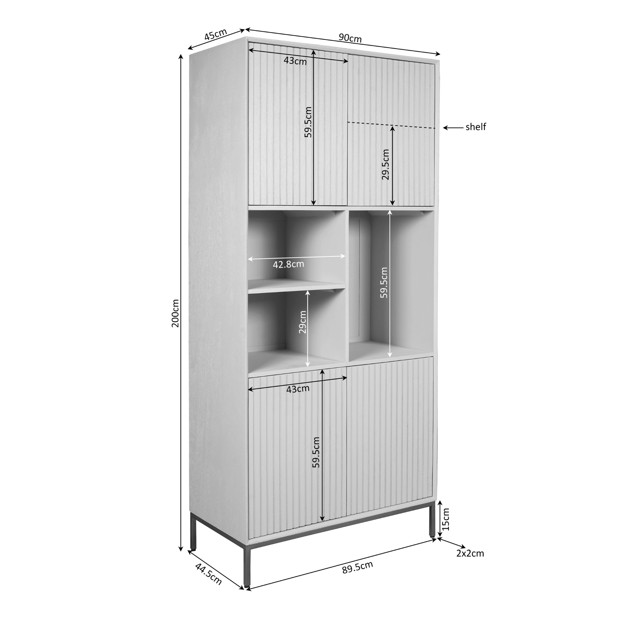 Vakkenkast Madison Naturel | 90 cm - STF