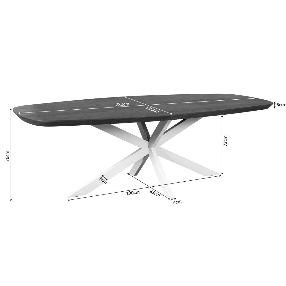 Eettafel Madison Naturel | 280 cm | Deens ovaal - STF