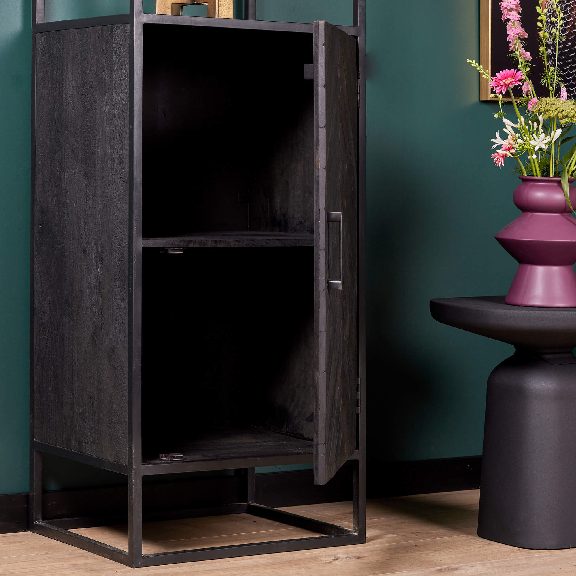 Boekenkast New York | Mangohout en staal | 1 deur - STF