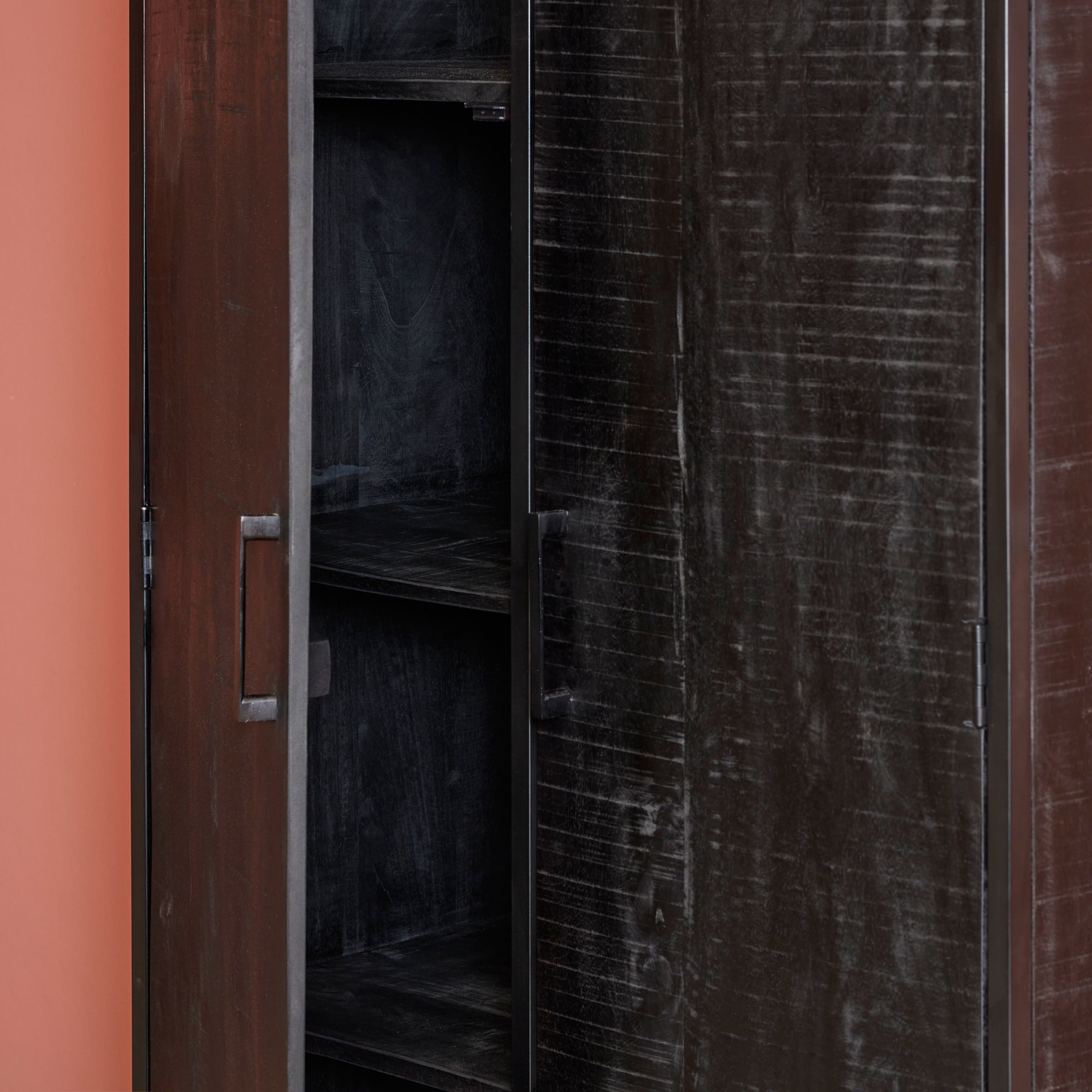 Bergkast Denver Zwart | Mangohout en staal | 90 cm - STF