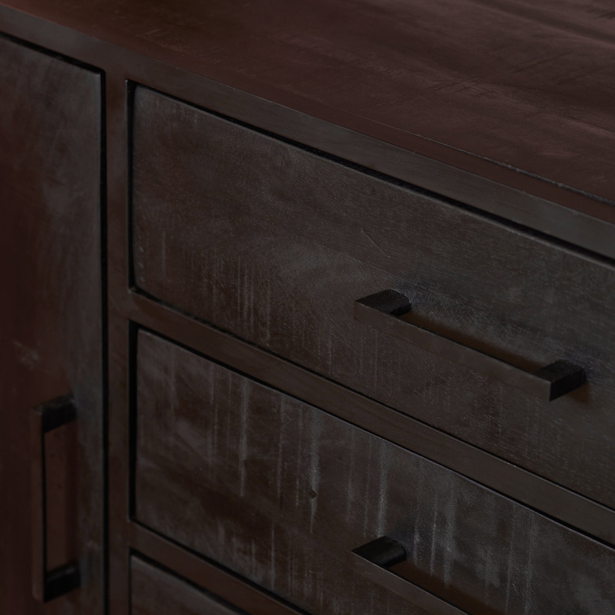 Dressoir Denver Zwart 165 cm | Mangohout en staal  - STF