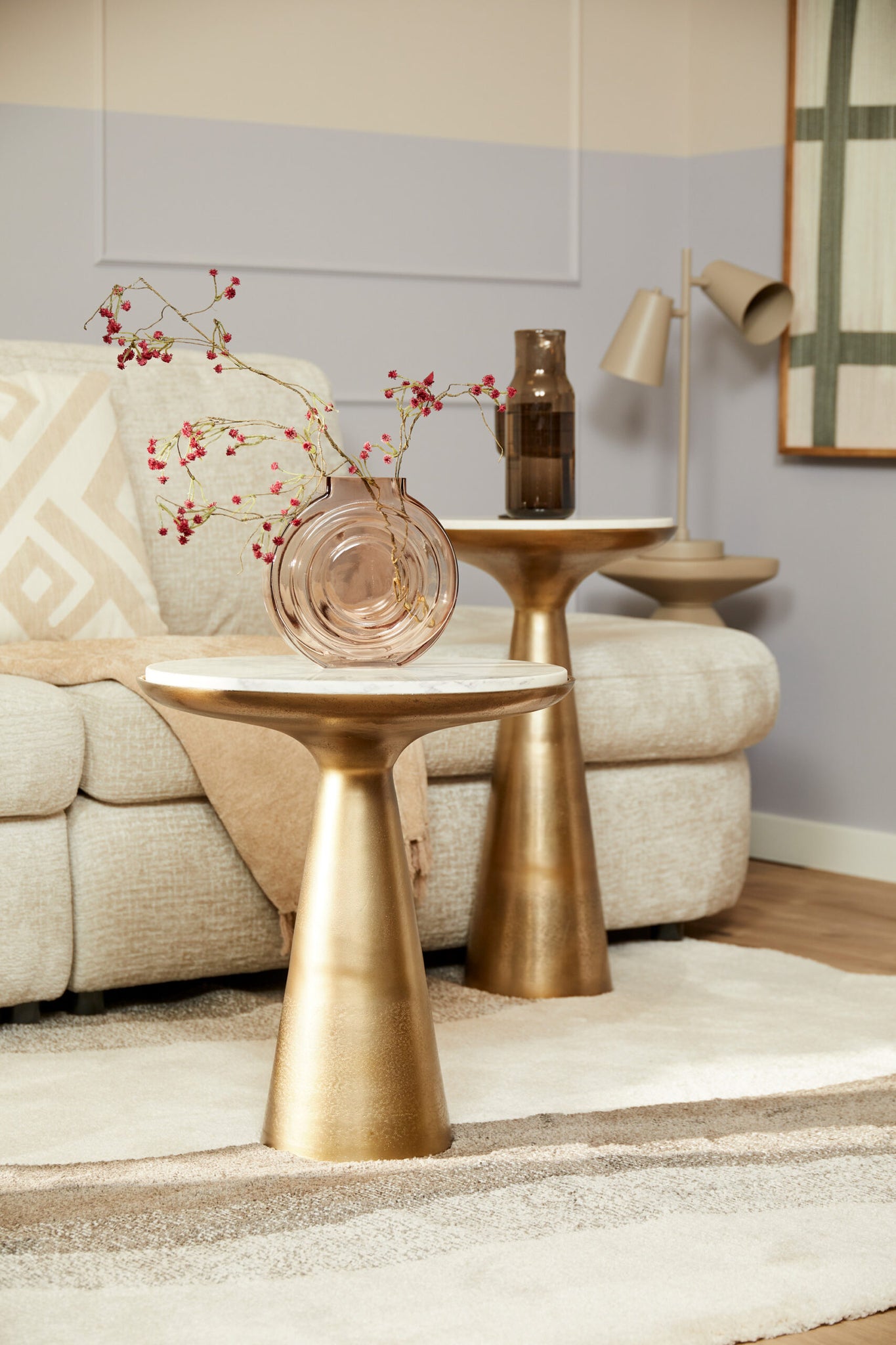 Table d'appoint Essy grand format | Marbre blanc 45 cm - STF