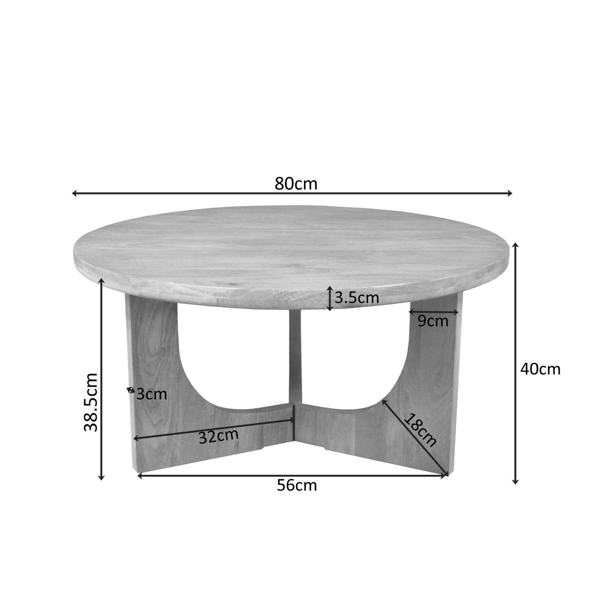 Salontafel Guus Naturel Mangohout 80 cm - STF