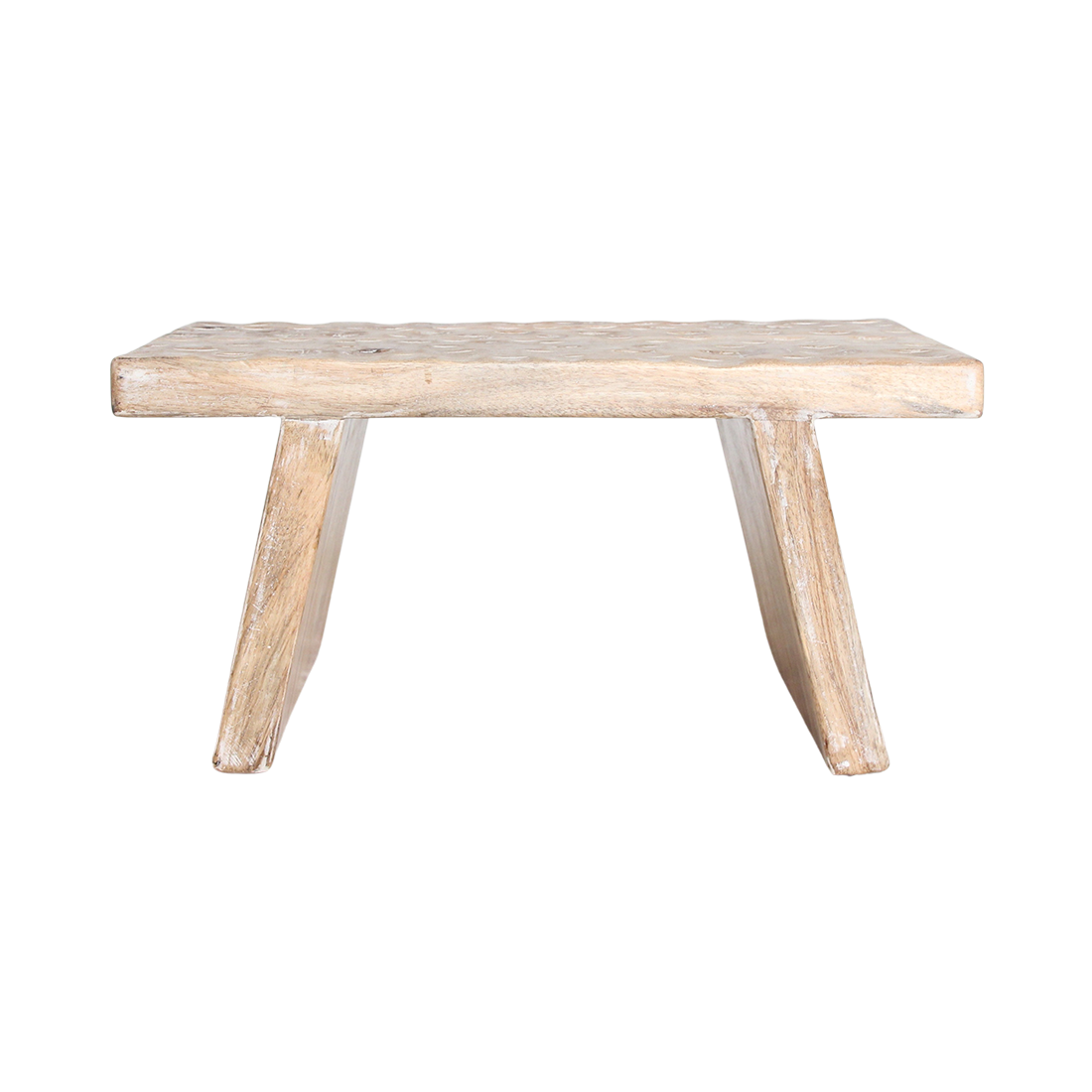 Mangohouten bijzettafel/kruk naturel - 40x25x20 cm - RAW